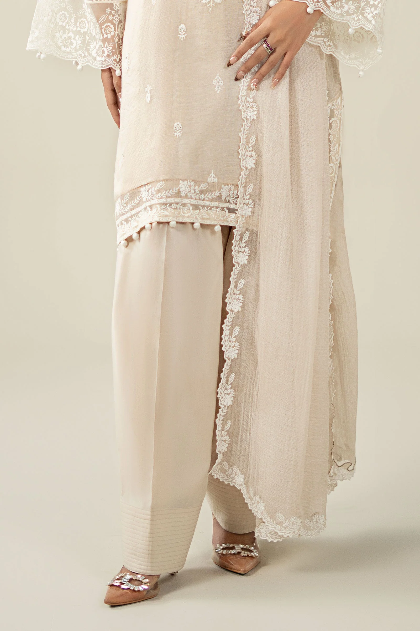 3 Piece Embroidered Cotton Net Suit