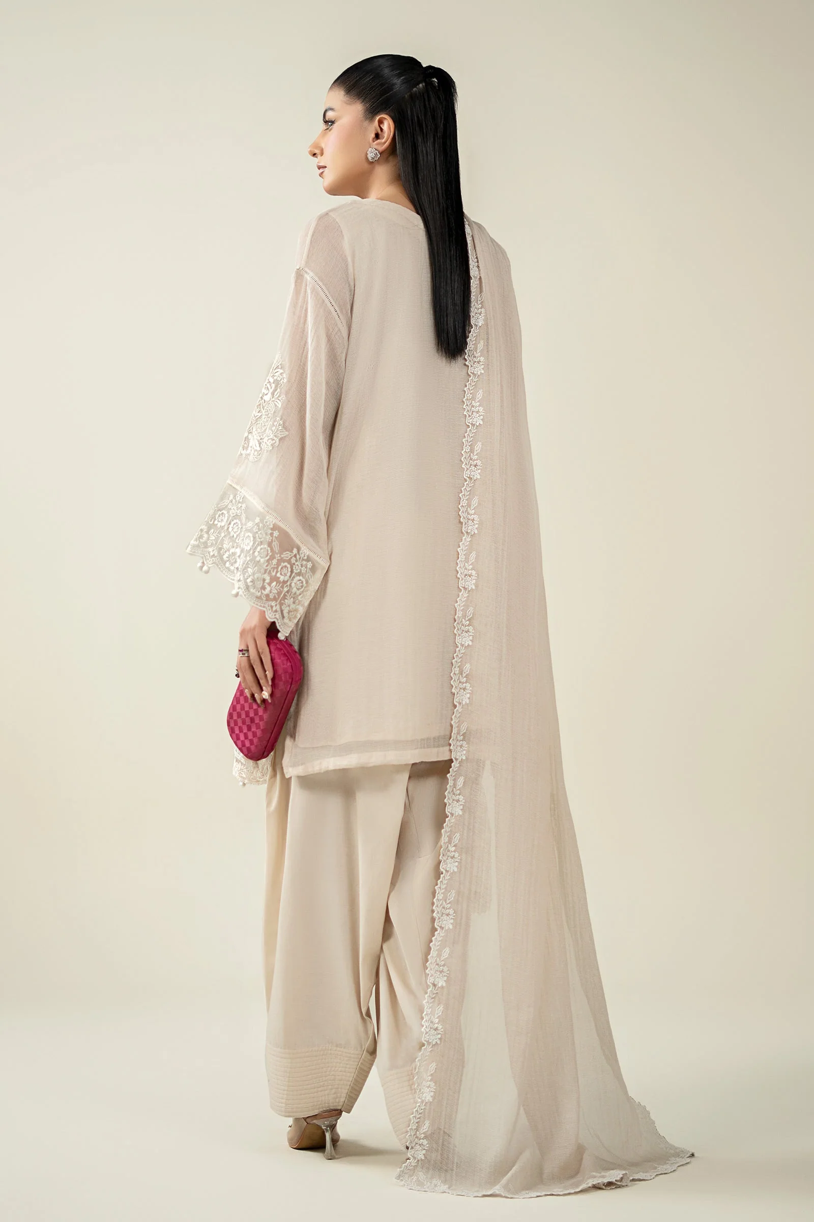 3 Piece Embroidered Cotton Net Suit