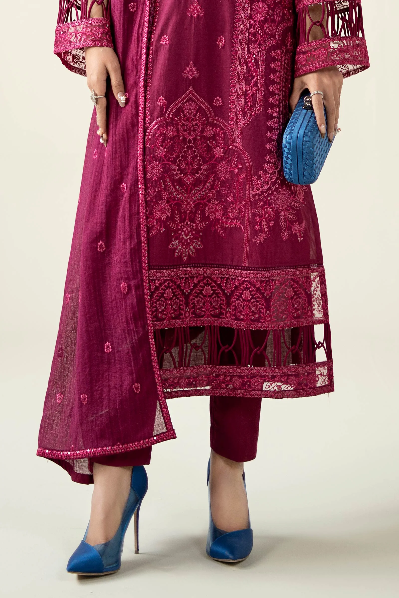 3 Piece Embroidered Dobby Suit