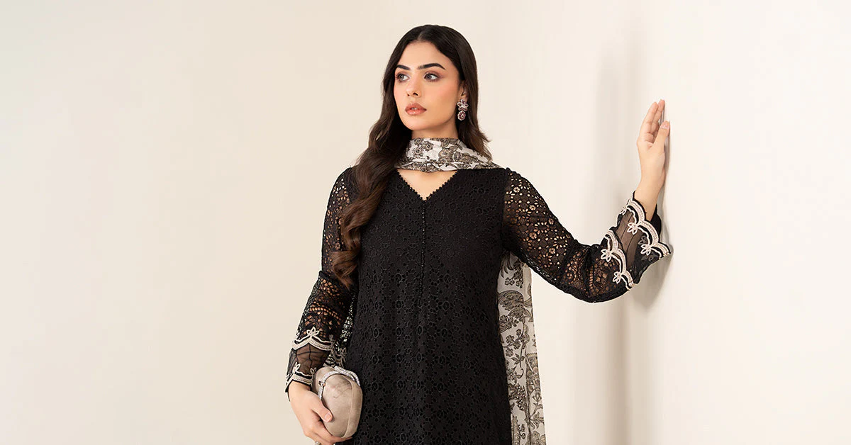 3 Piece Embroidered Chiffon Suit