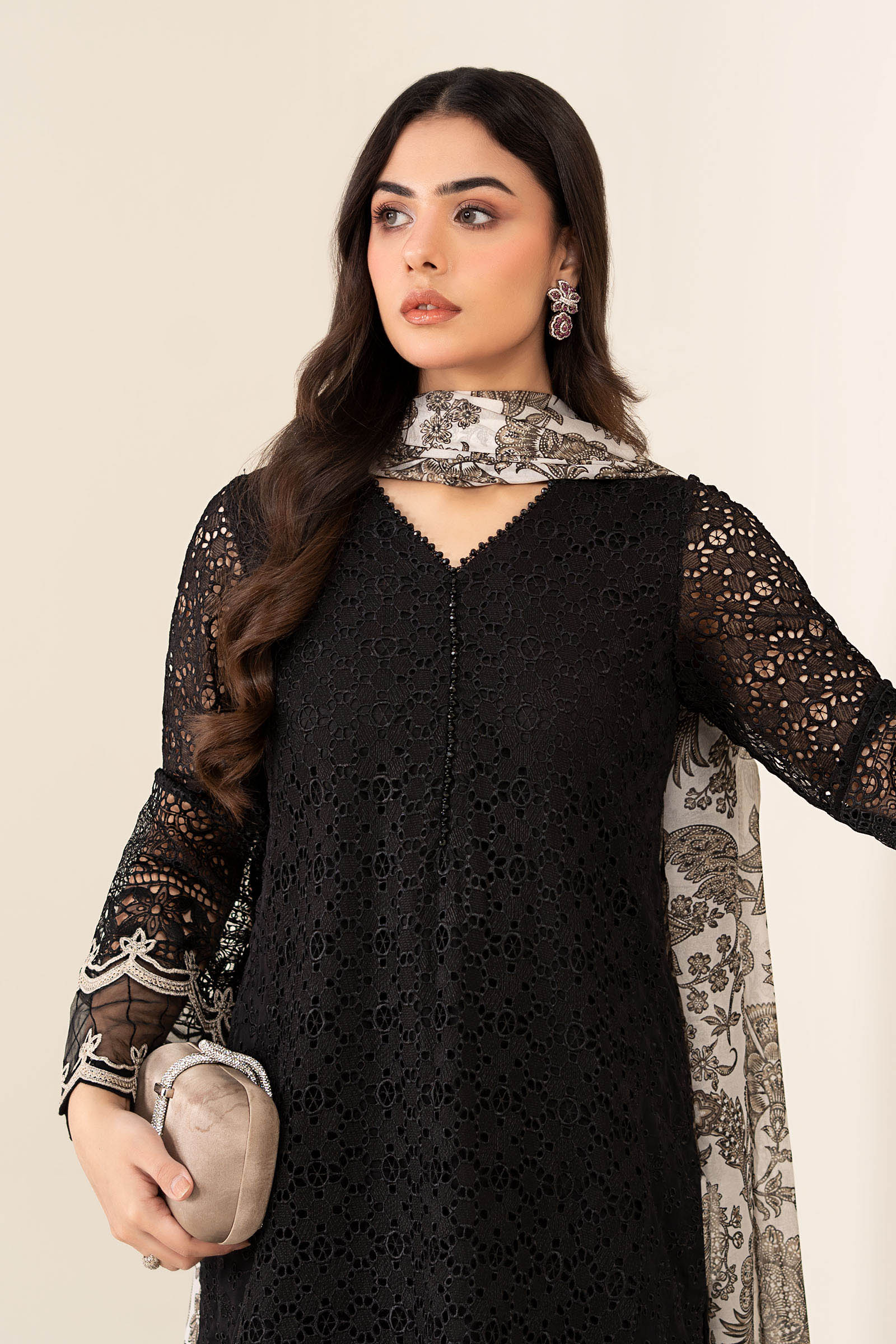 3 Piece Embroidered Chiffon Suit