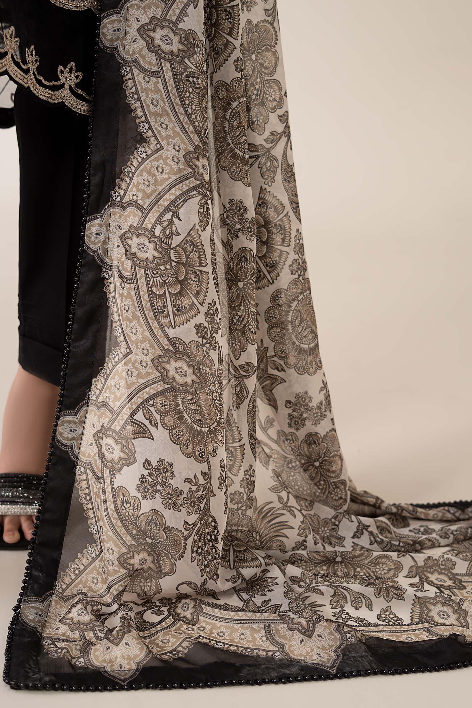 3 Piece Embroidered Chiffon Suit