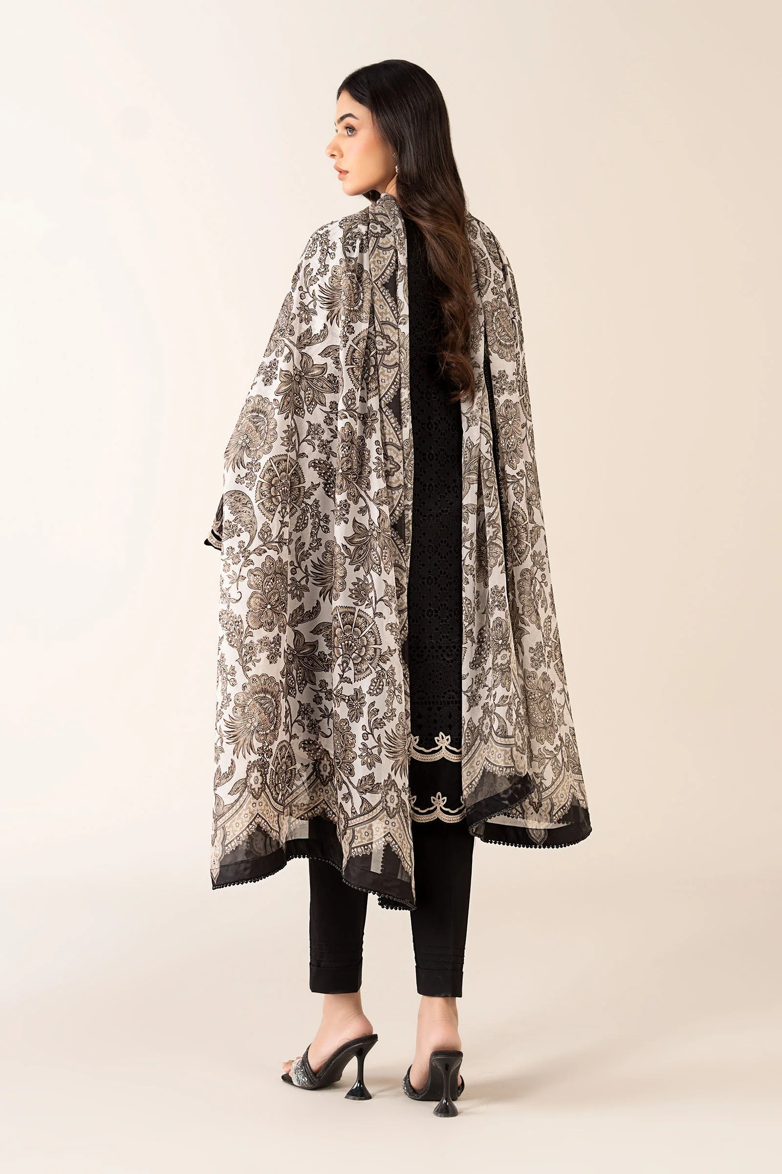 3 Piece Embroidered Chiffon Suit