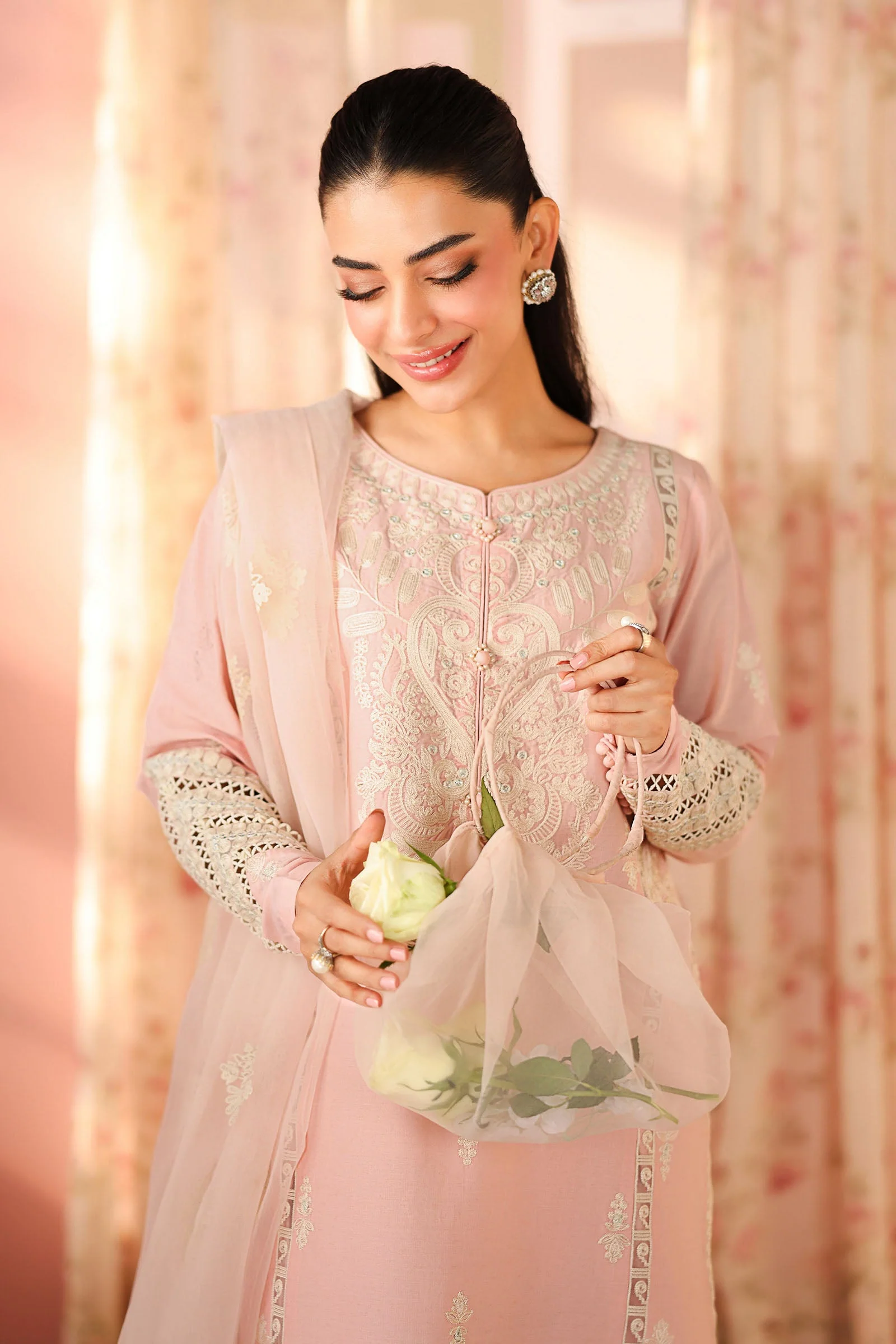 3 Piece Embroidered Dobby Suit