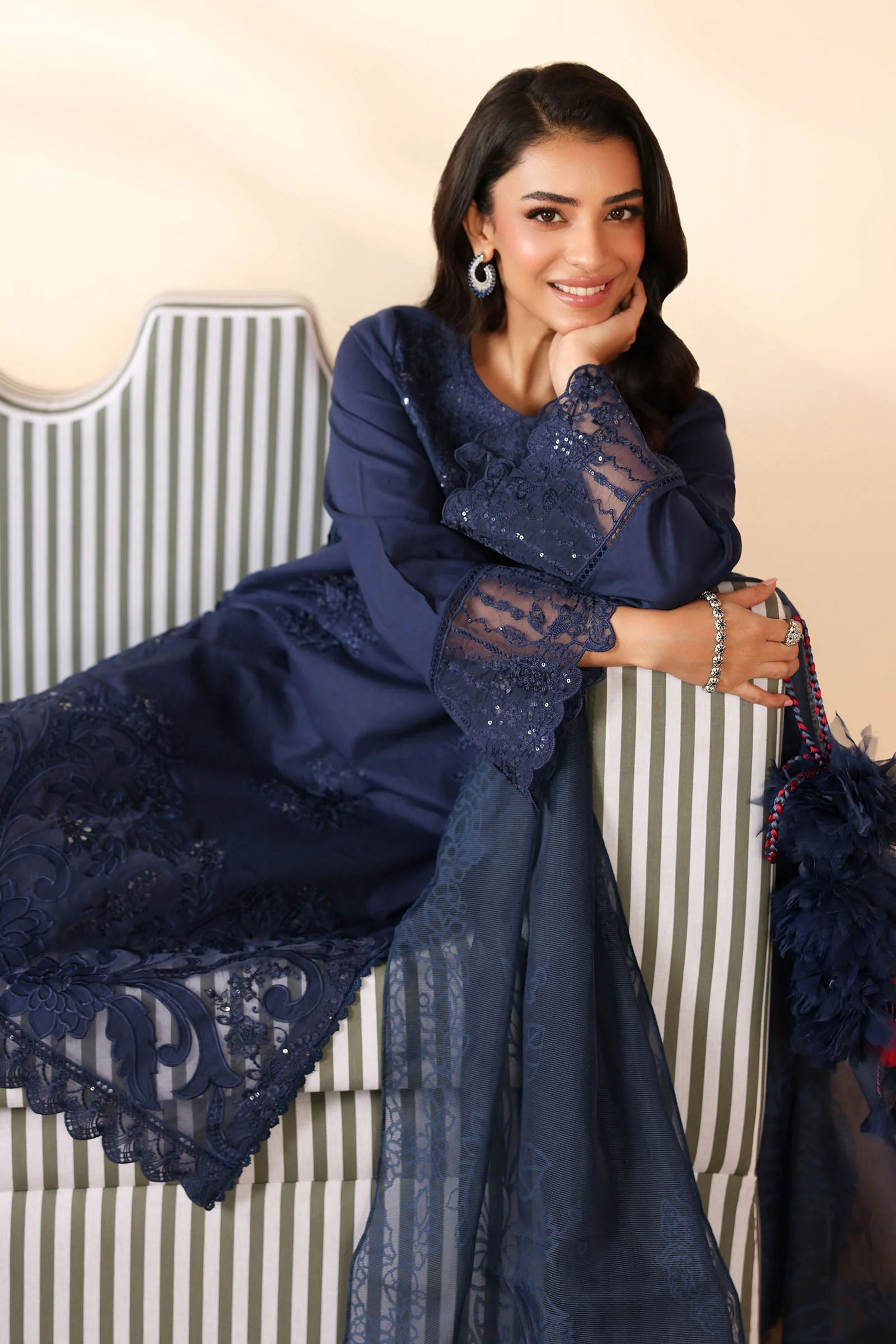 3 Piece Embroidered Dobby Suit