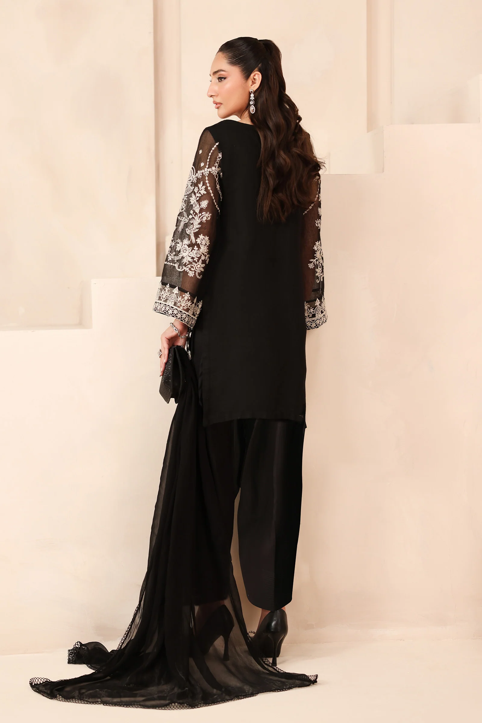 3 Piece Embroidered Cotton Net Suit