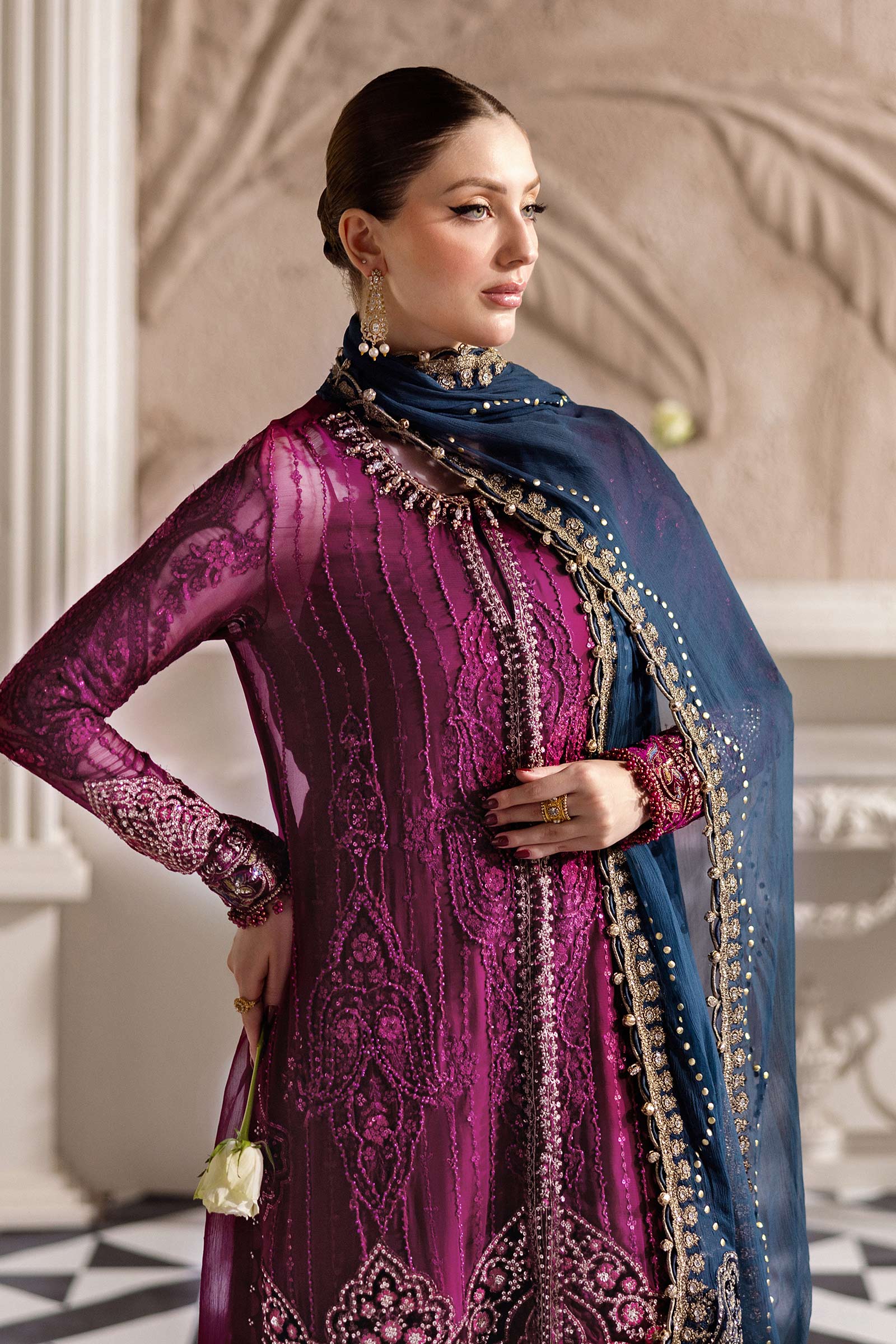 3 Piece Unstitched Embroidered Chiffon Suit | MPC-25-102