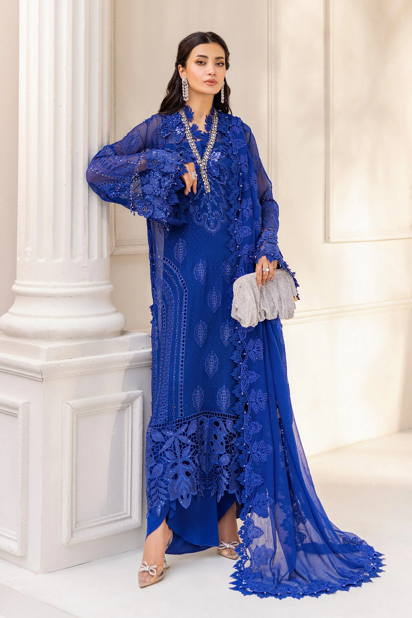 3 Piece Unstitched Embroidered Chiffon Suit | MPC-25-103