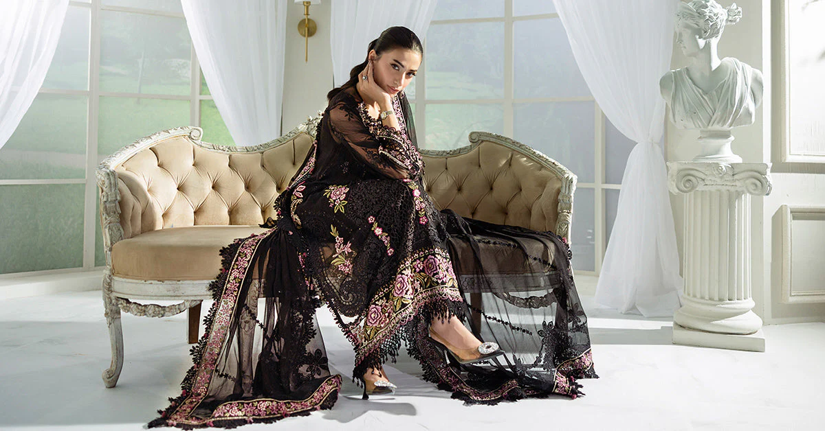 3 Piece Unstitched Embroidered Chiffon Suit | MPC-25-104
