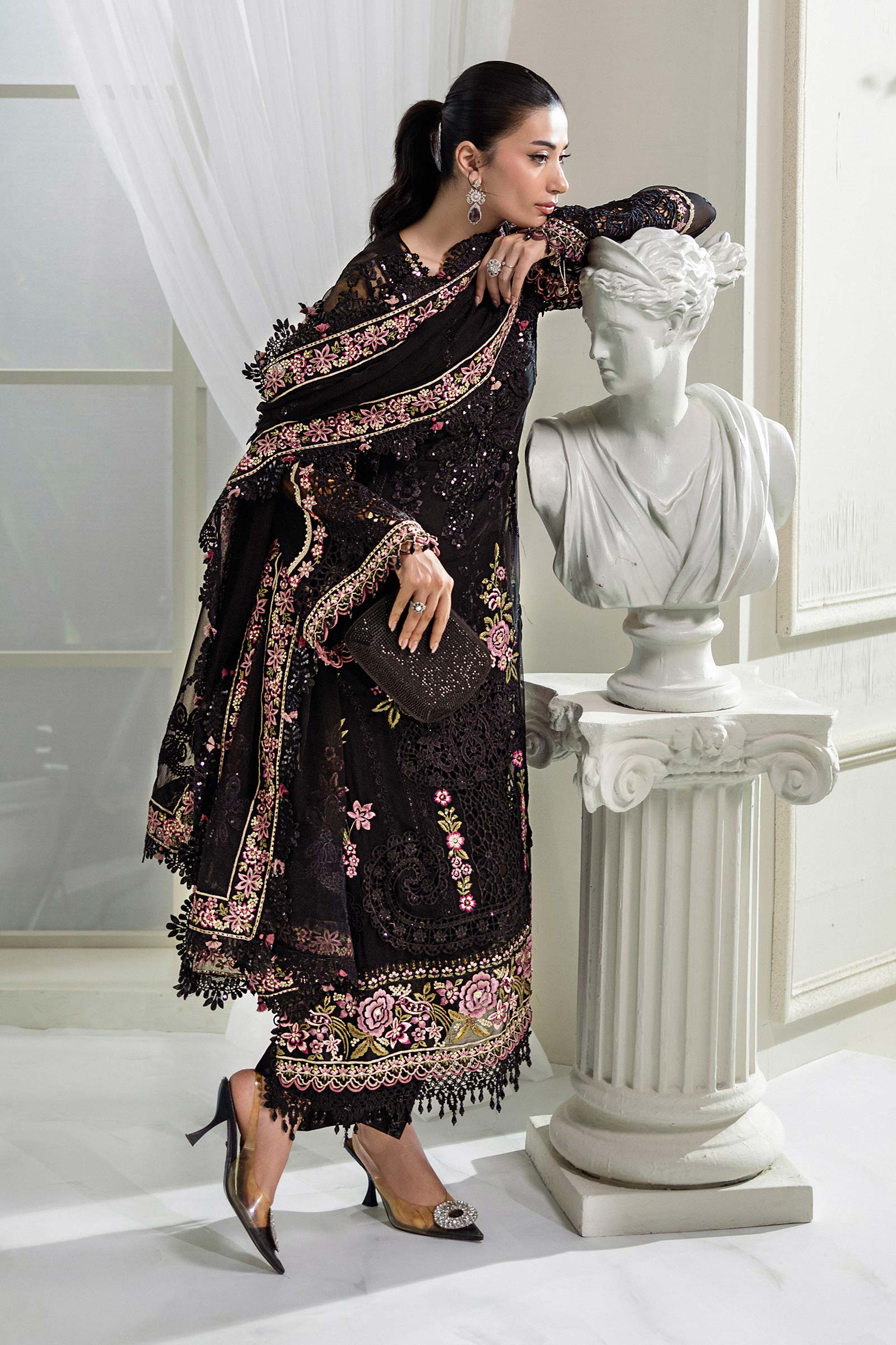 3 Piece Unstitched Embroidered Chiffon Suit | MPC-25-104