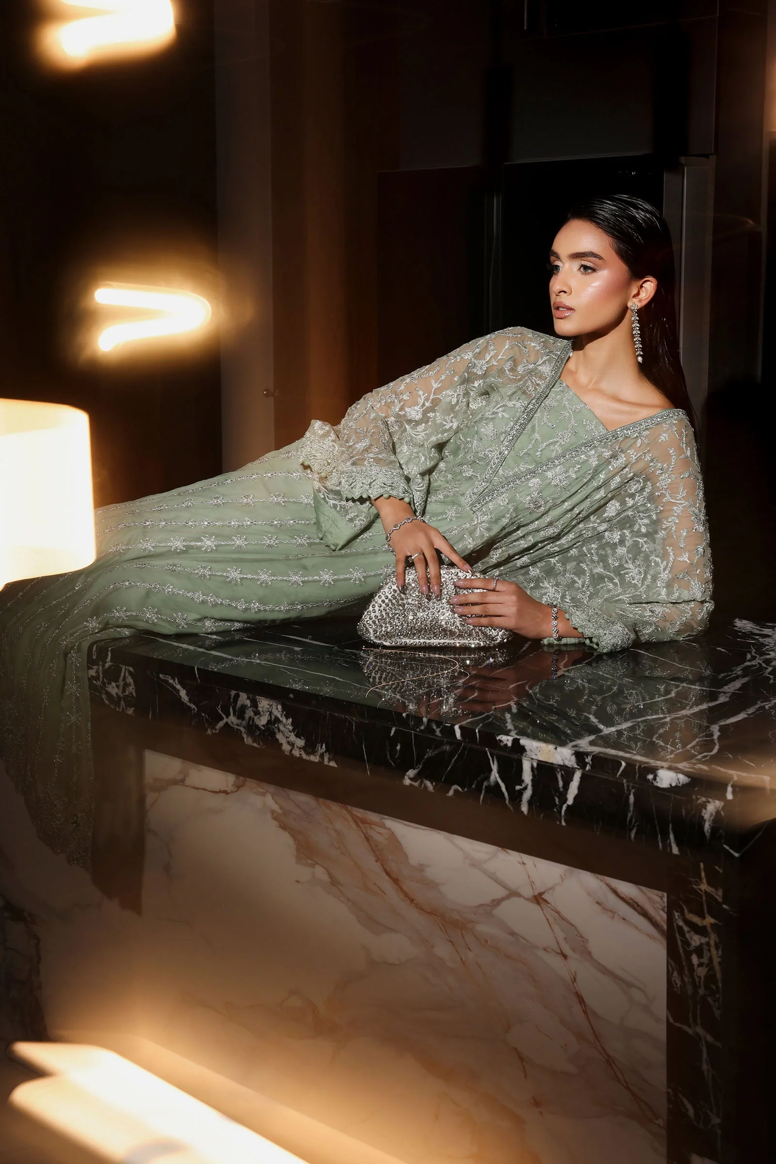 3 Piece Embroidered Bamberg Chiffon Suit