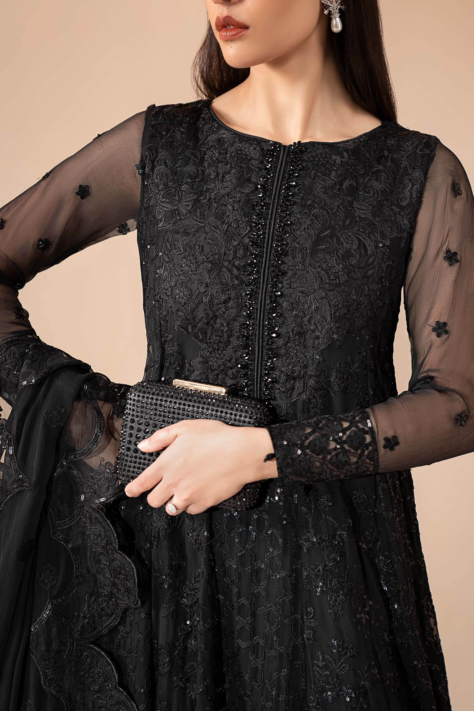 3 Piece Embroidered Chiffon Suit