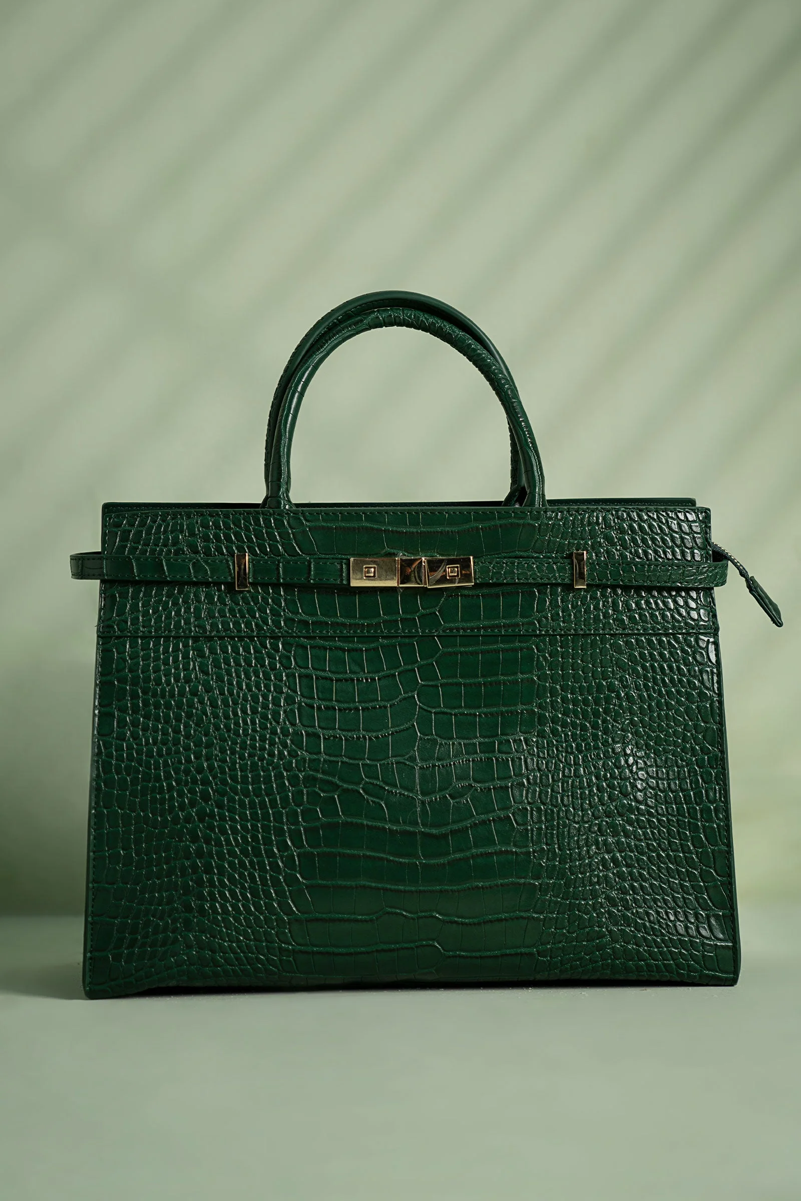 Belted Croc Tote