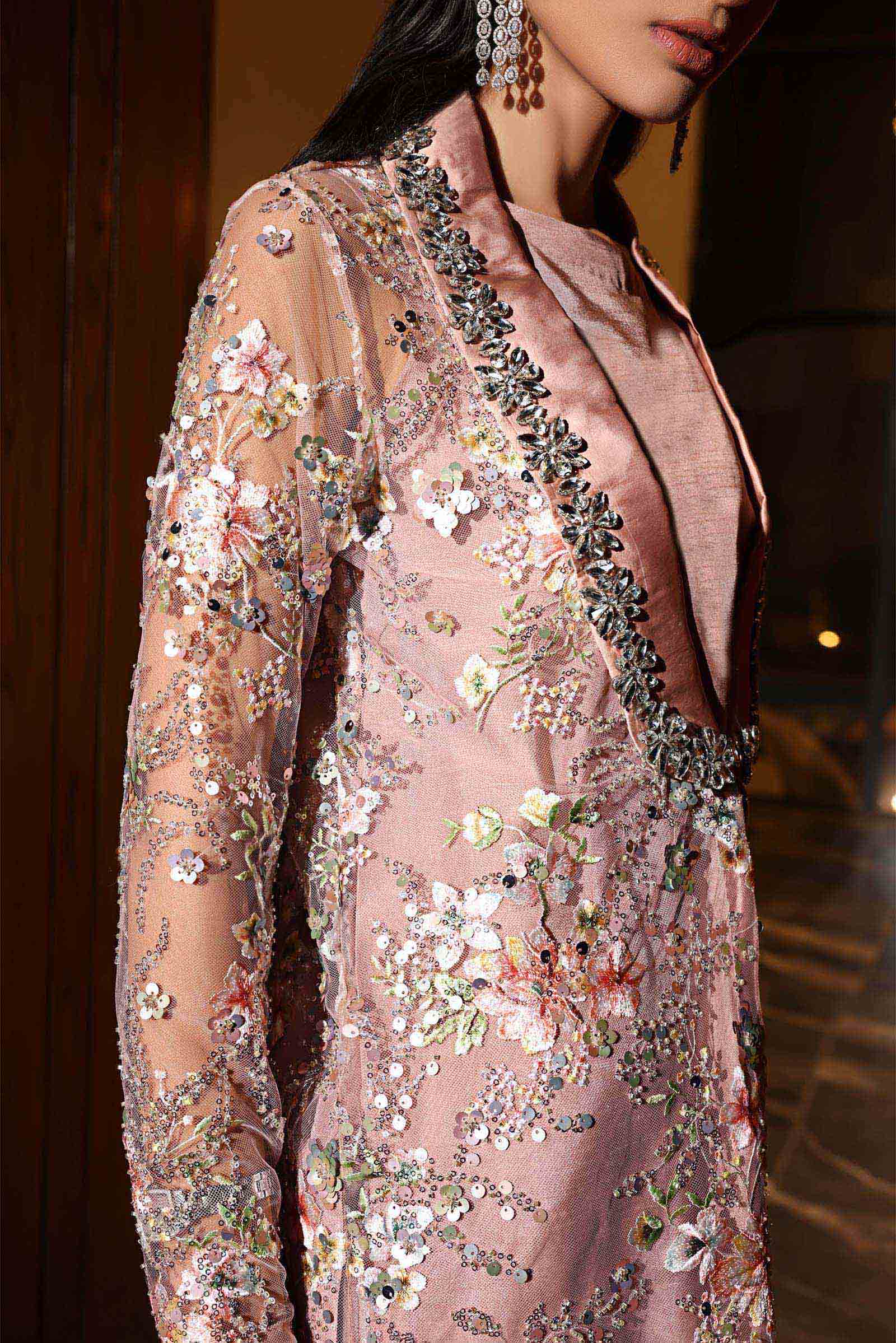 3 Piece Embroidered Net Suit