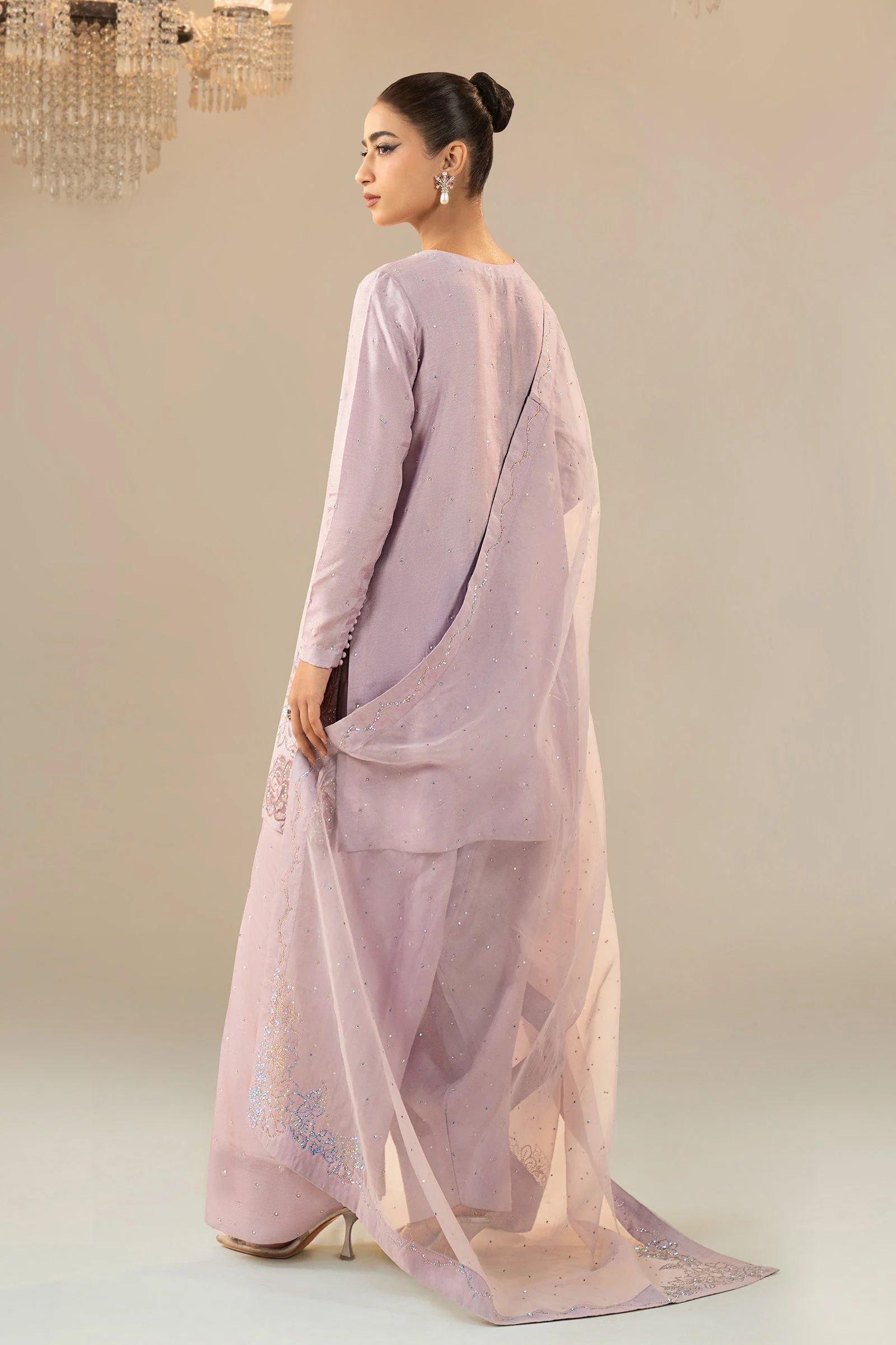 3 Piece Embellished Raw Silk Suit