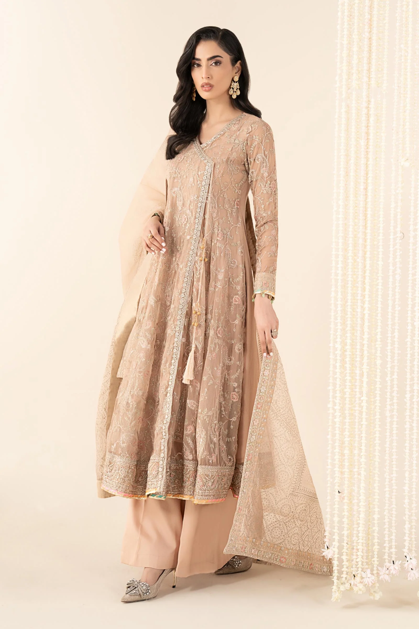 3 Piece Embroidered Net Suit