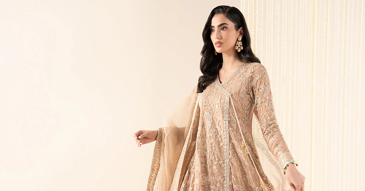 3 Piece Embroidered Net Suit