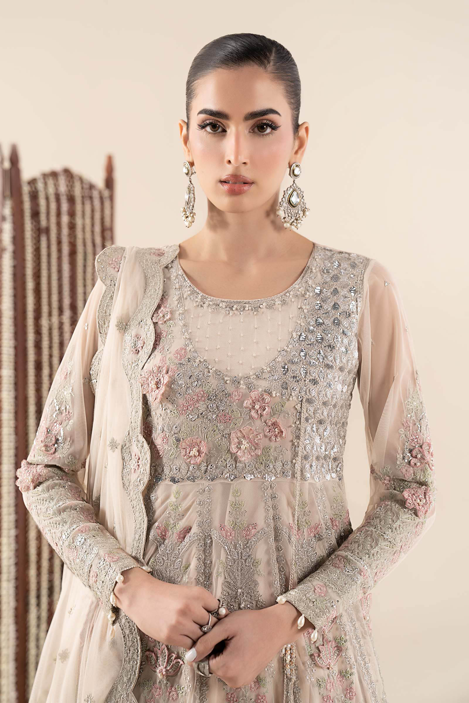 3 Piece Embroidered Net Suit
