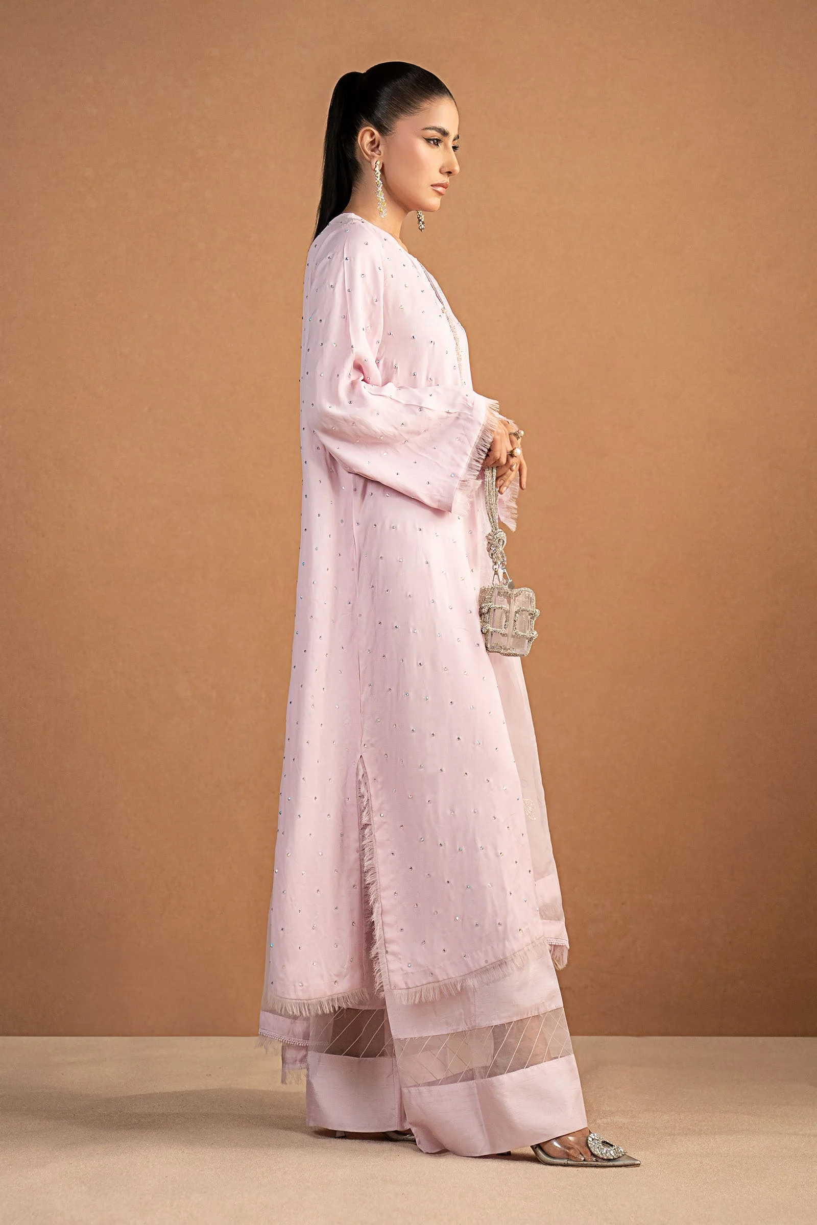 3 Piece Embellished Crepe Suit