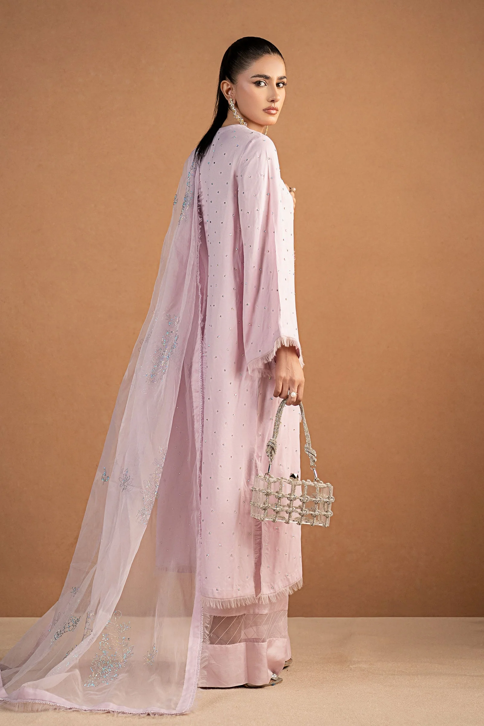 3 Piece Embellished Crepe Suit