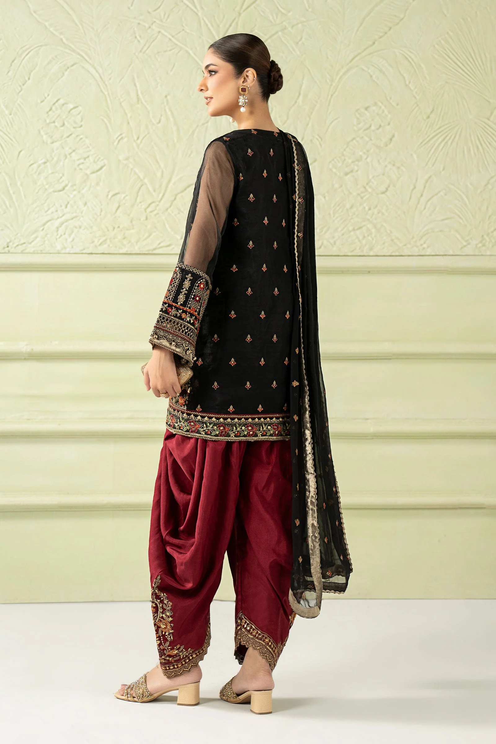 3 Piece Embroidered Organza Suit