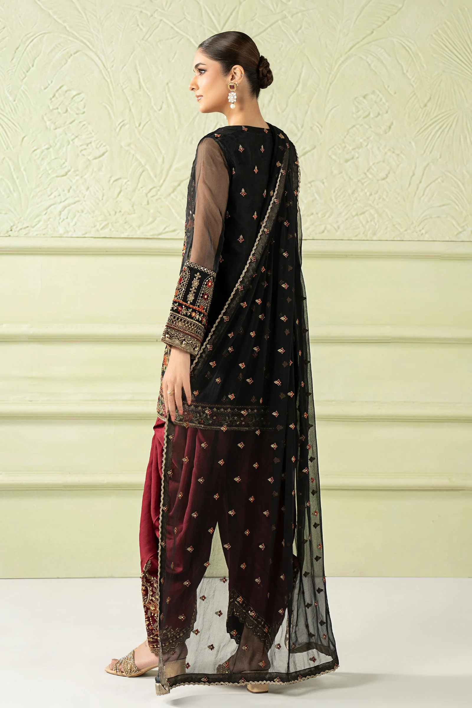 3 Piece Embroidered Organza Suit