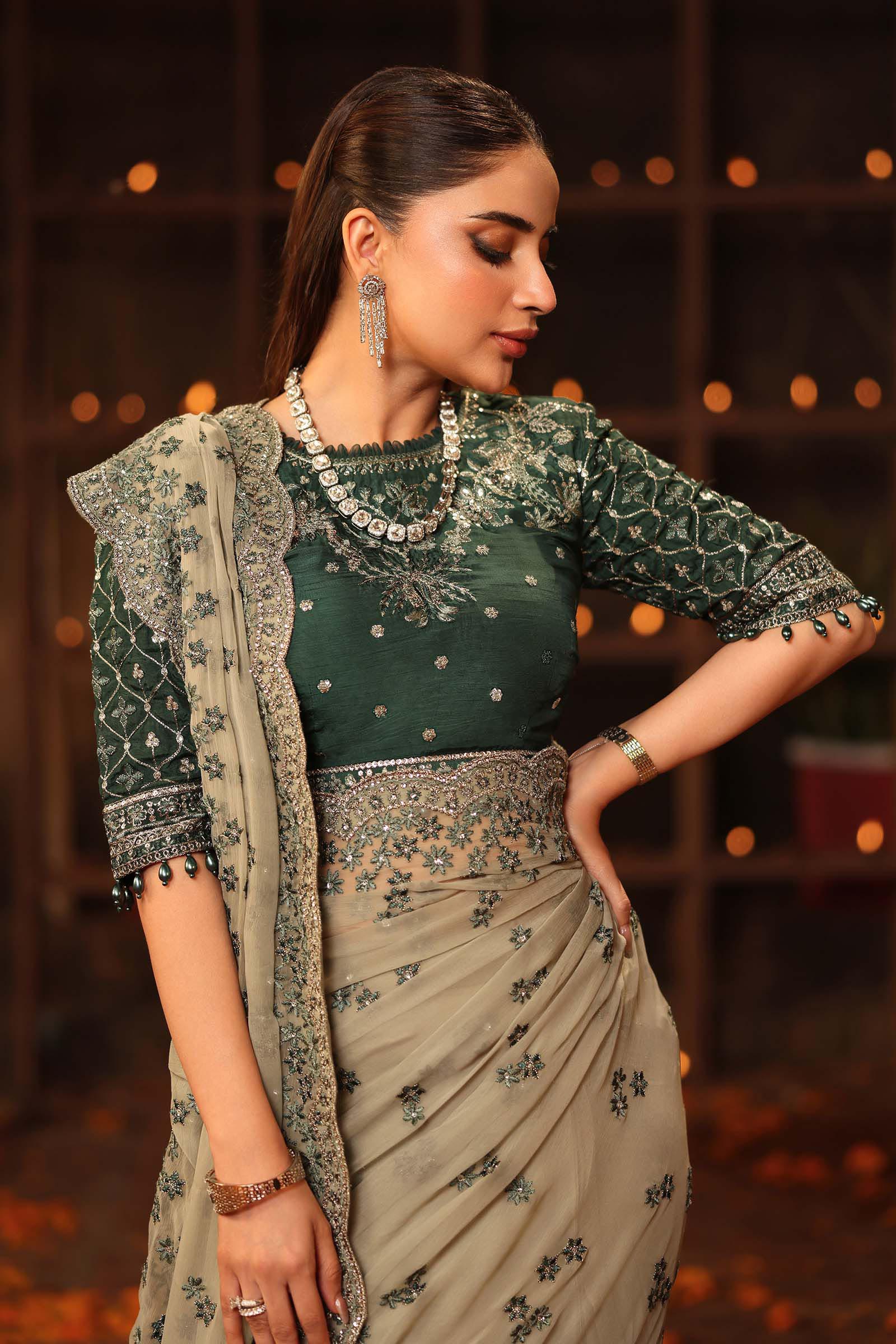 Embroidered Chiffon Saree