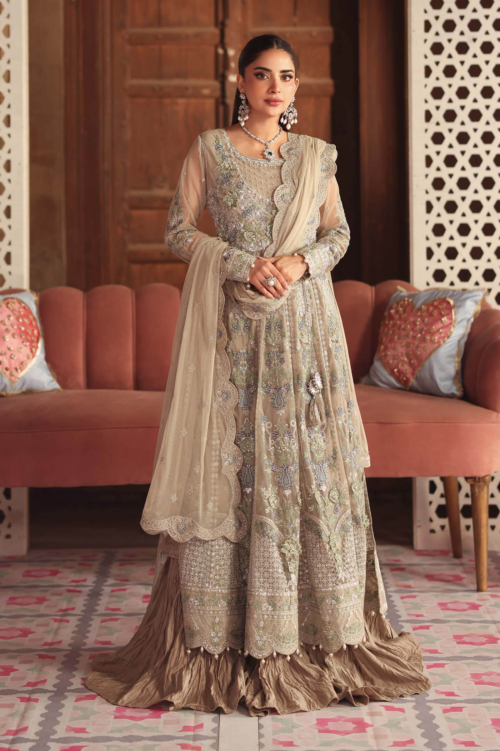 3 Piece Embroidered Net Suit