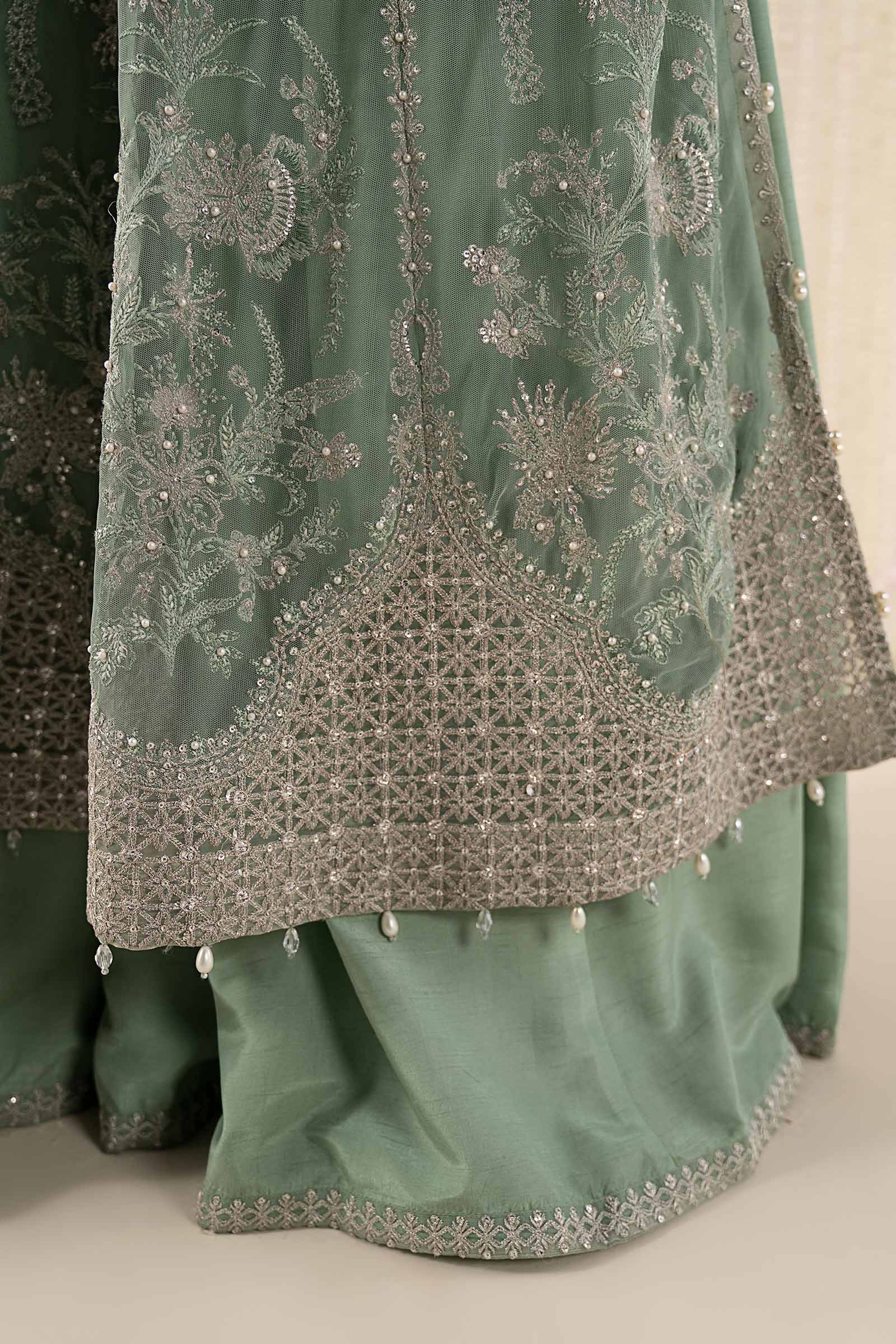 3 Piece Embroidered Net Suit