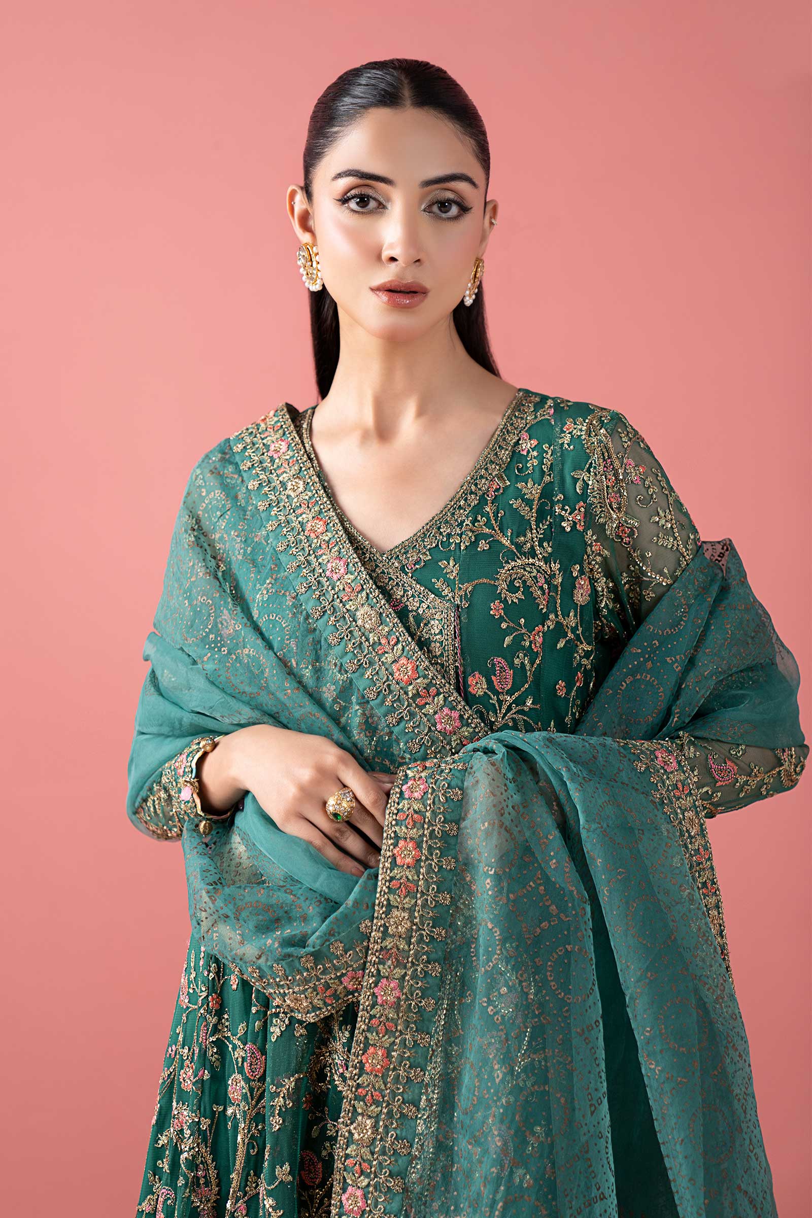 3 Piece Embroidered Net Suit