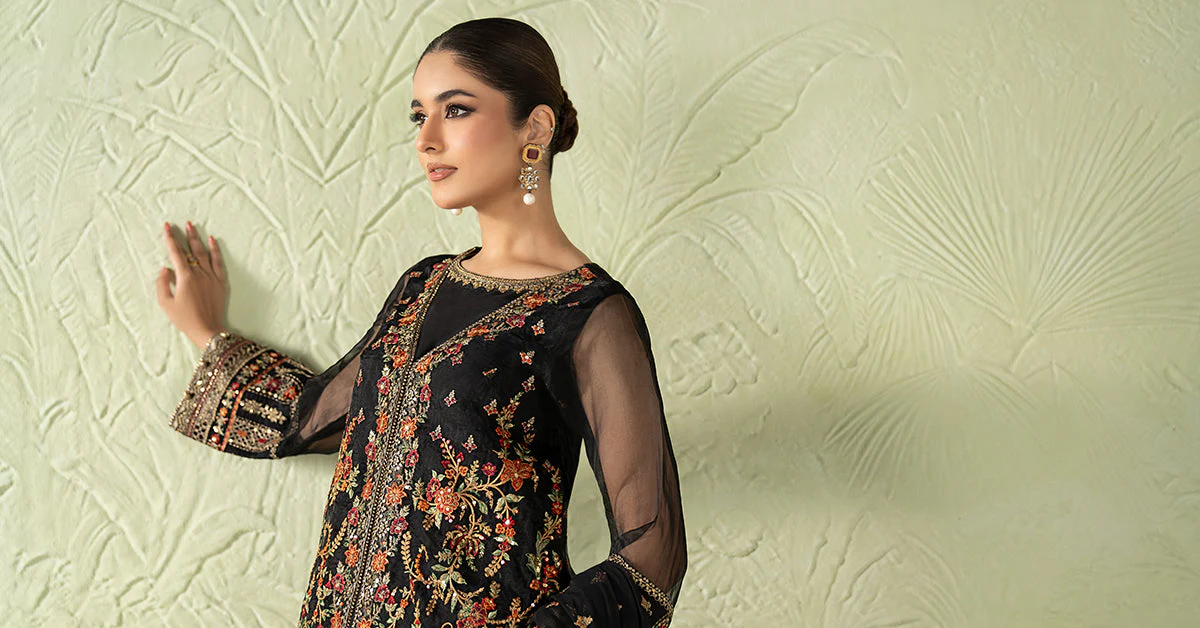 3 Piece Embroidered Organza Suit