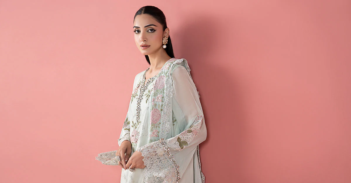 3 Piece Embroidered Chiffon Suit