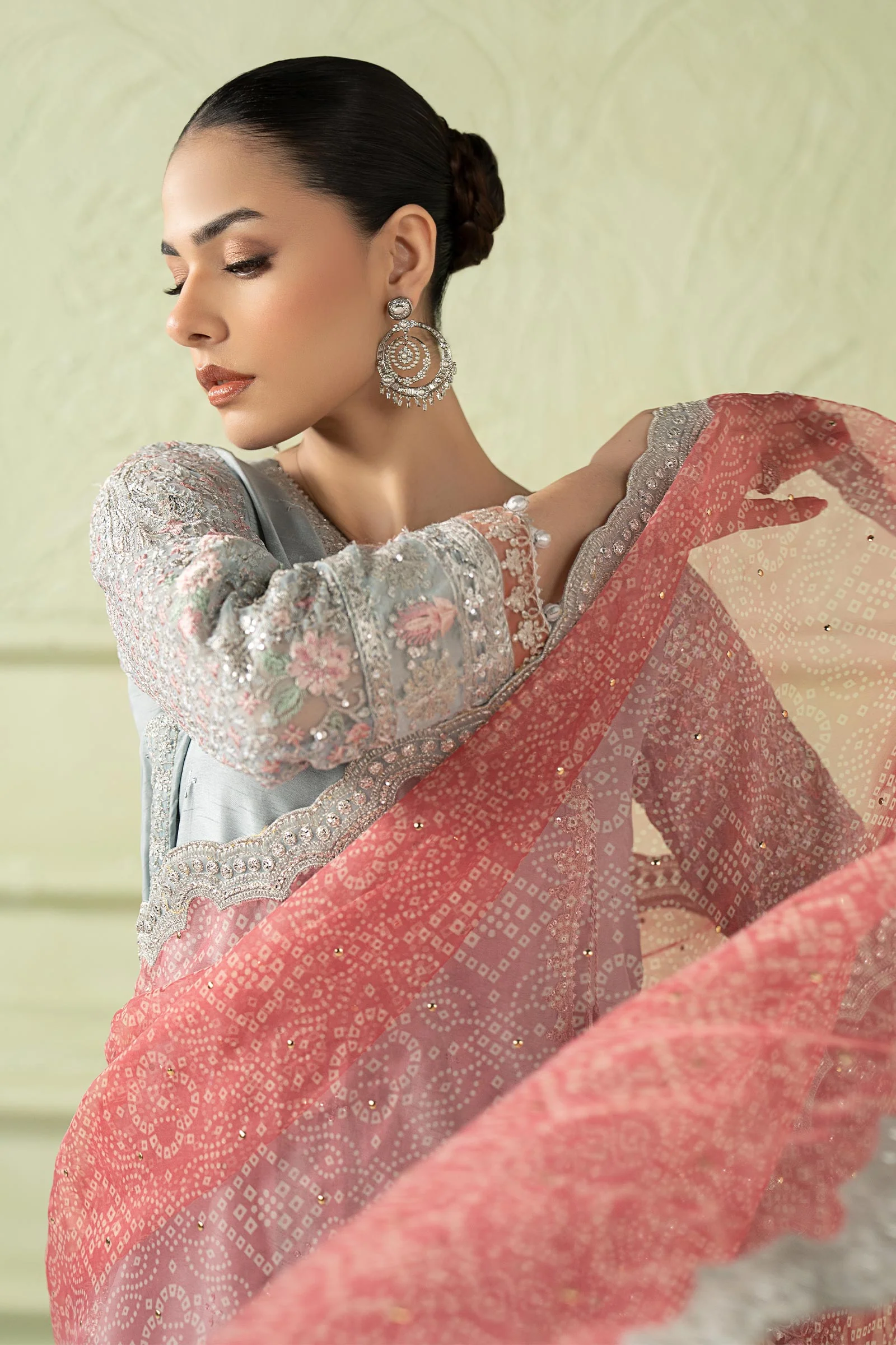 3 Piece Embroidered Raw Silk Suit