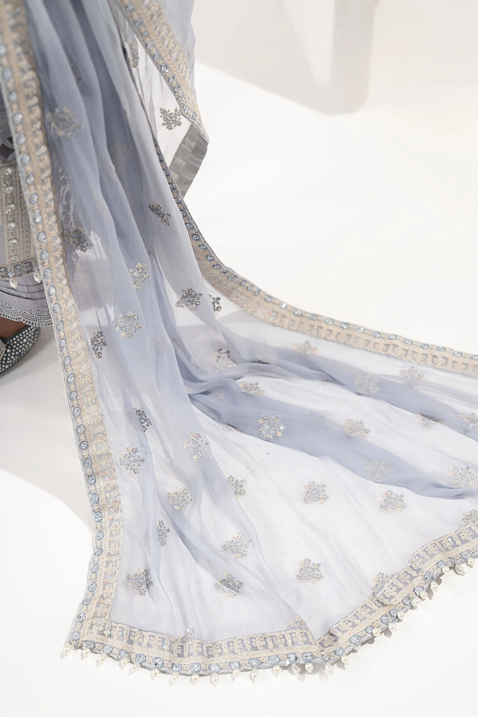 3 Piece Embroidered Chiffon Suit