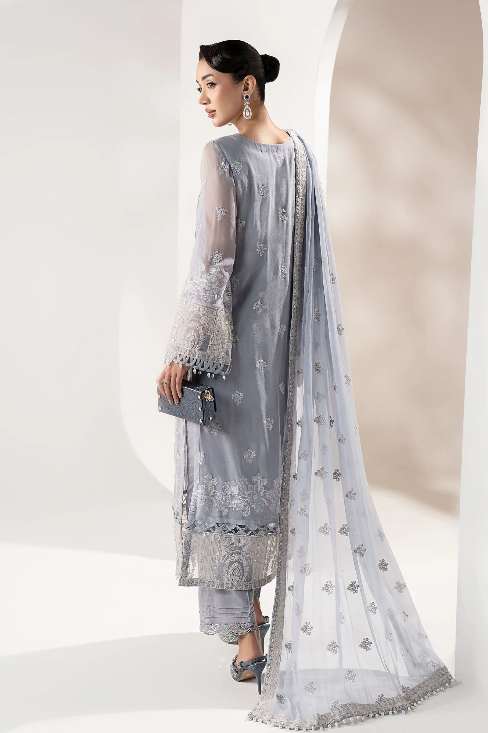 3 Piece Embroidered Chiffon Suit