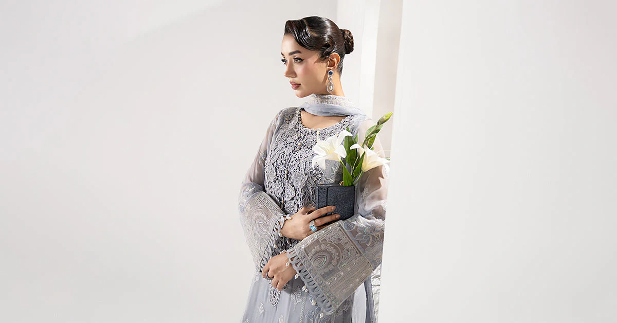 3 Piece Embroidered Chiffon Suit