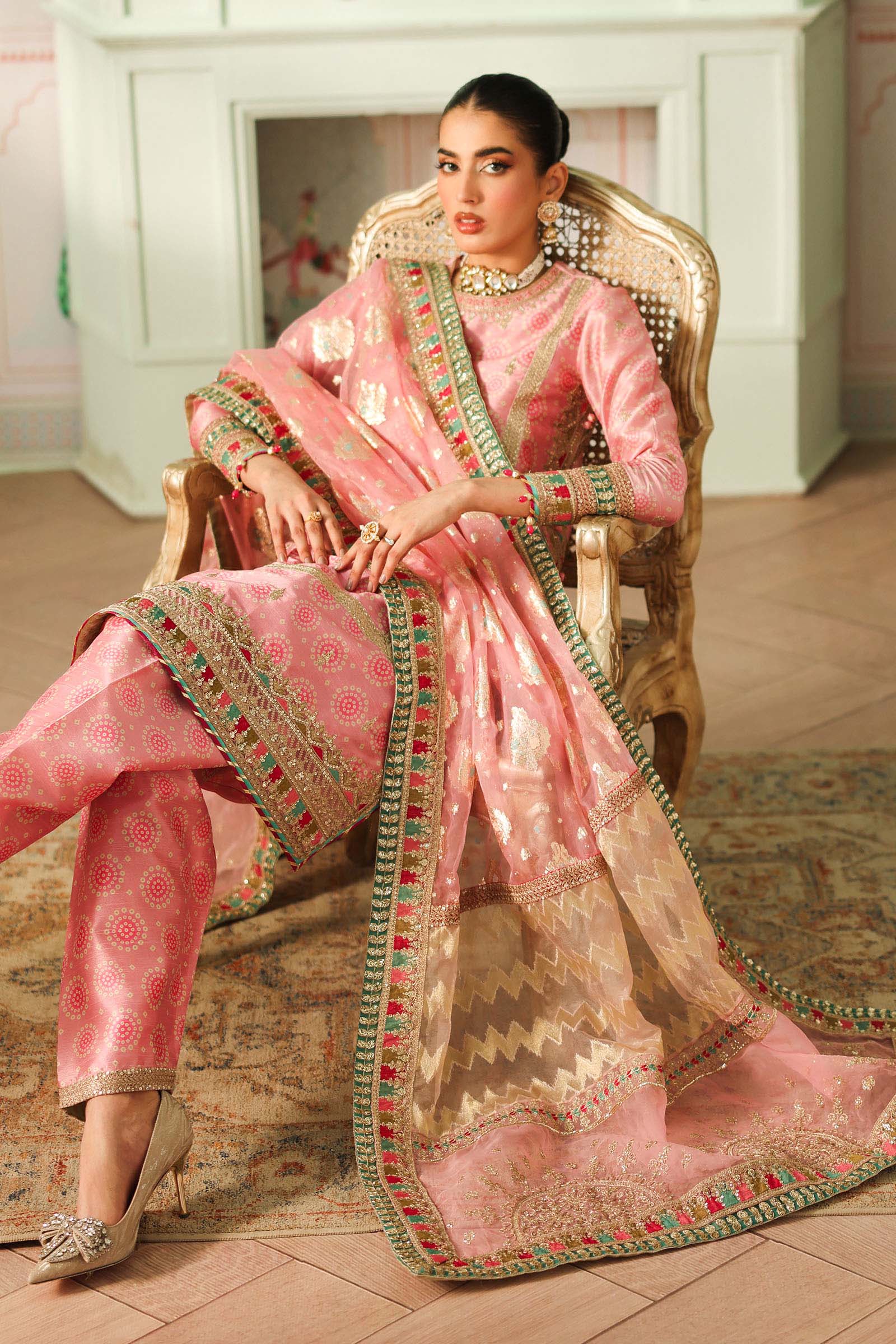 3 Piece Embroidered Raw Silk Suit