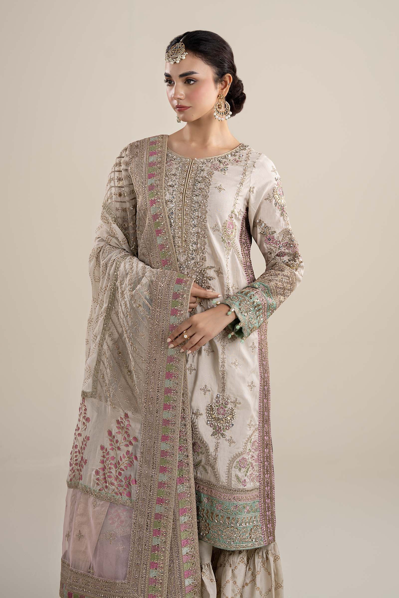 3 Piece Embroidered Bamber Raw Silk Suit