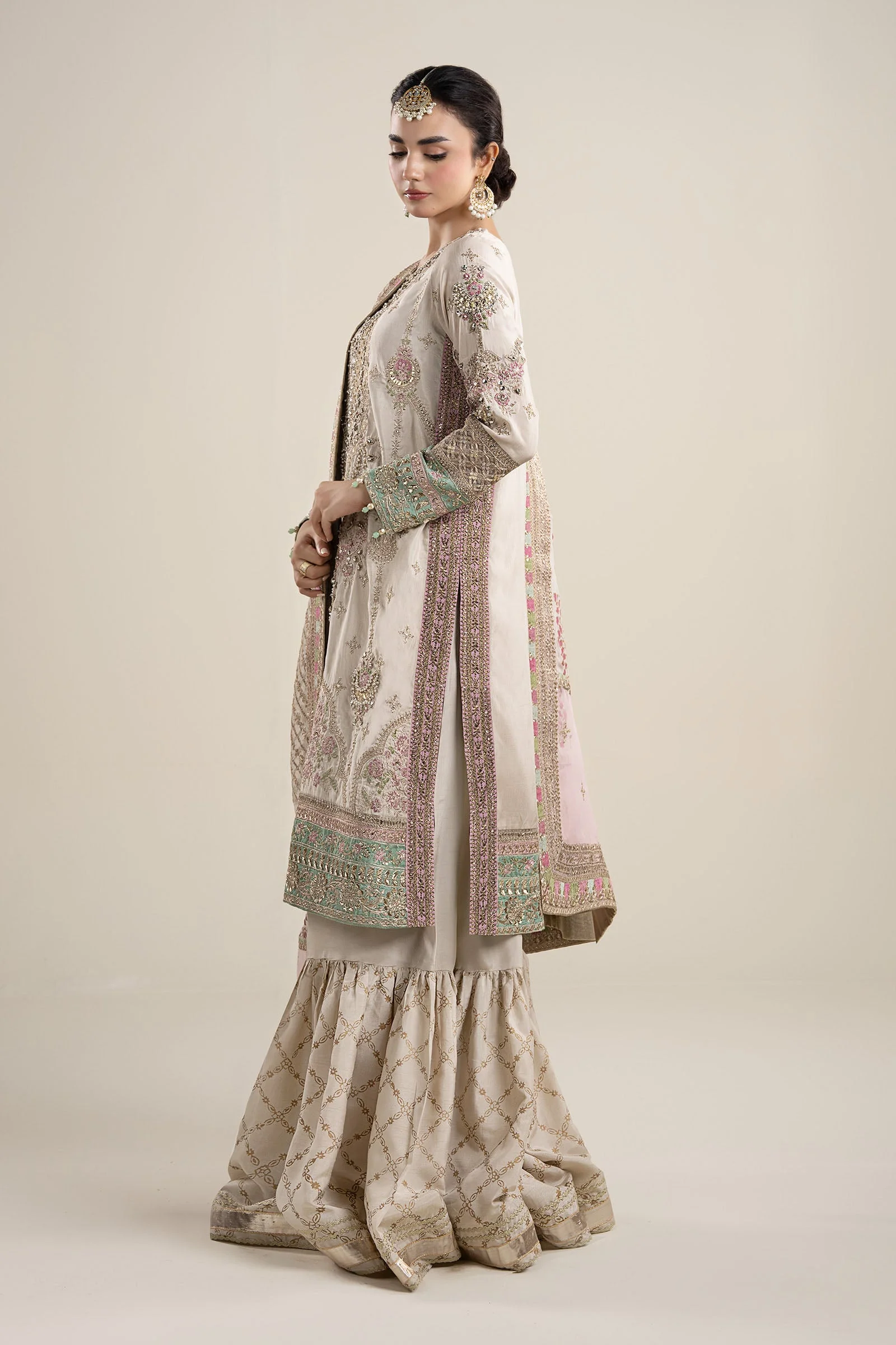 3 Piece Embroidered Bamber Raw Silk Suit
