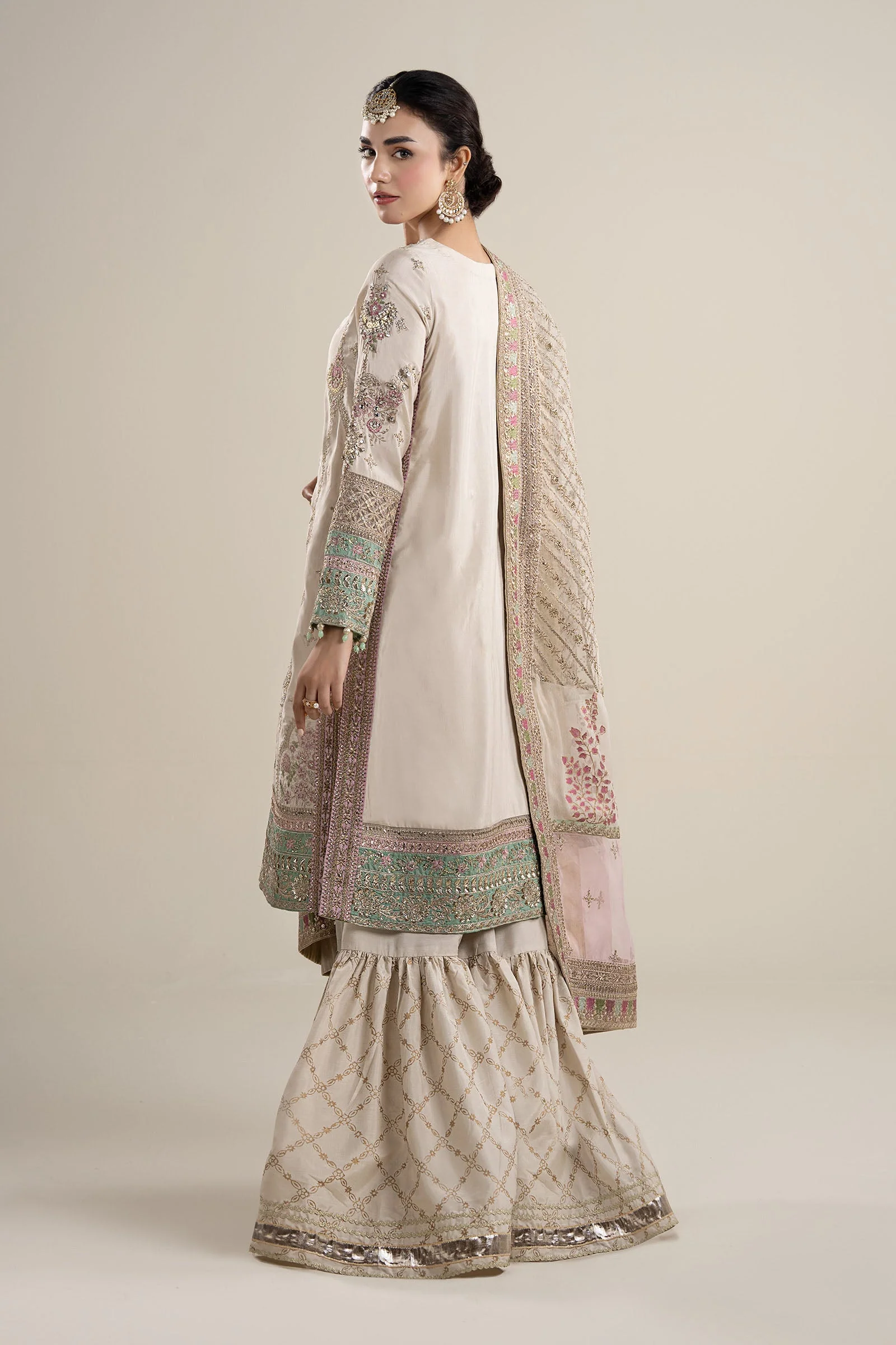 3 Piece Embroidered Bamber Raw Silk Suit