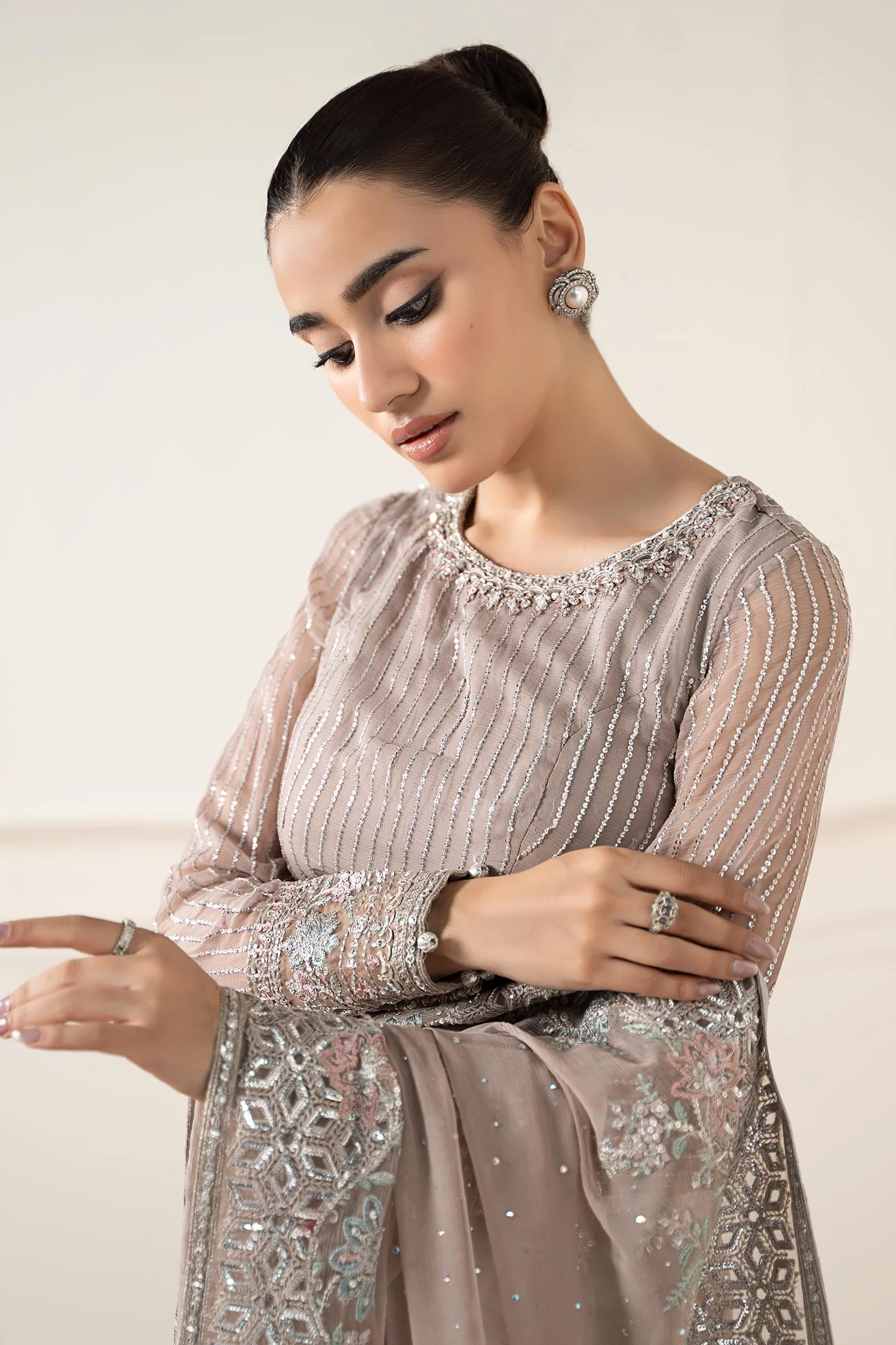 Embroidered Chiffon Saree