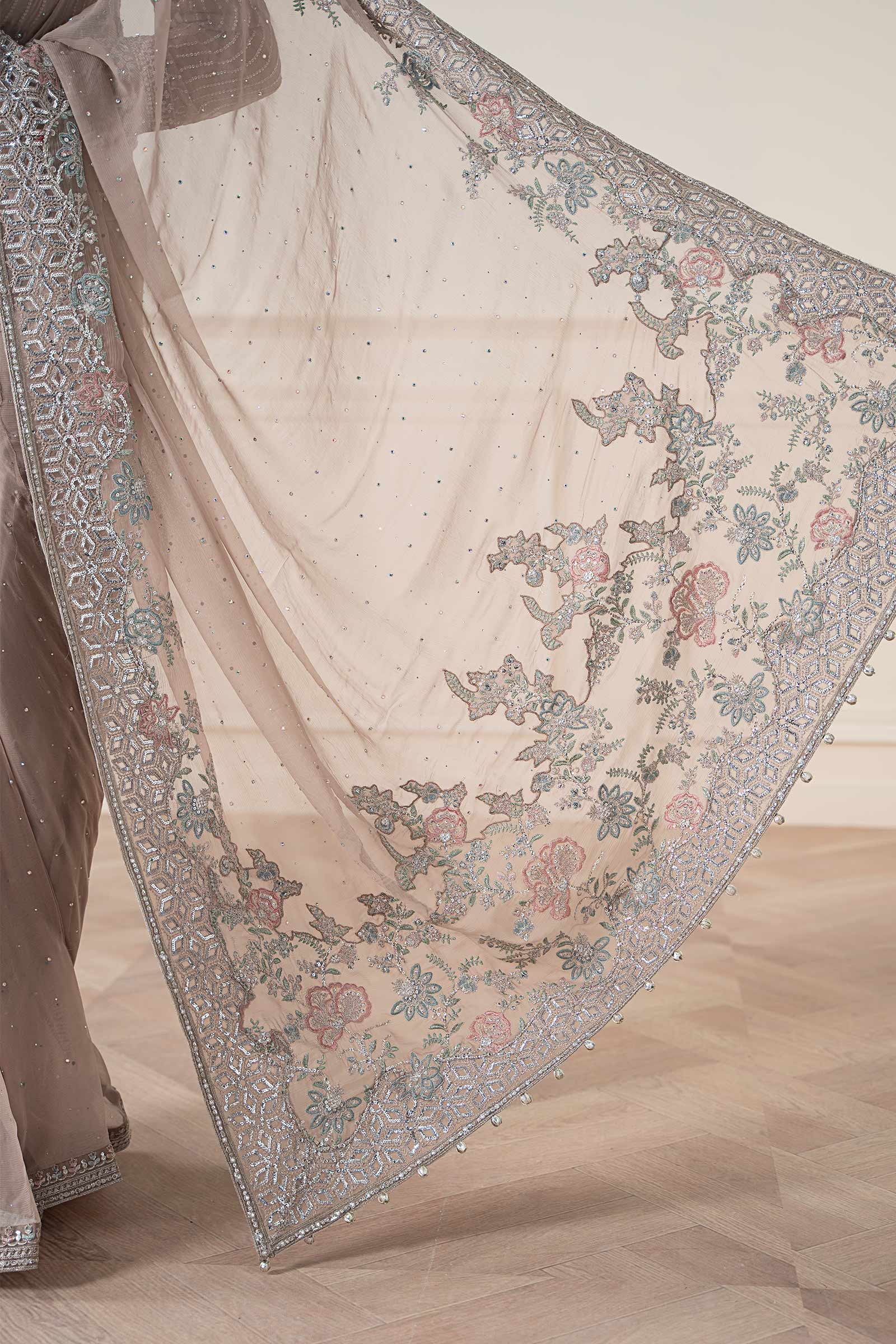 Embroidered Chiffon Saree