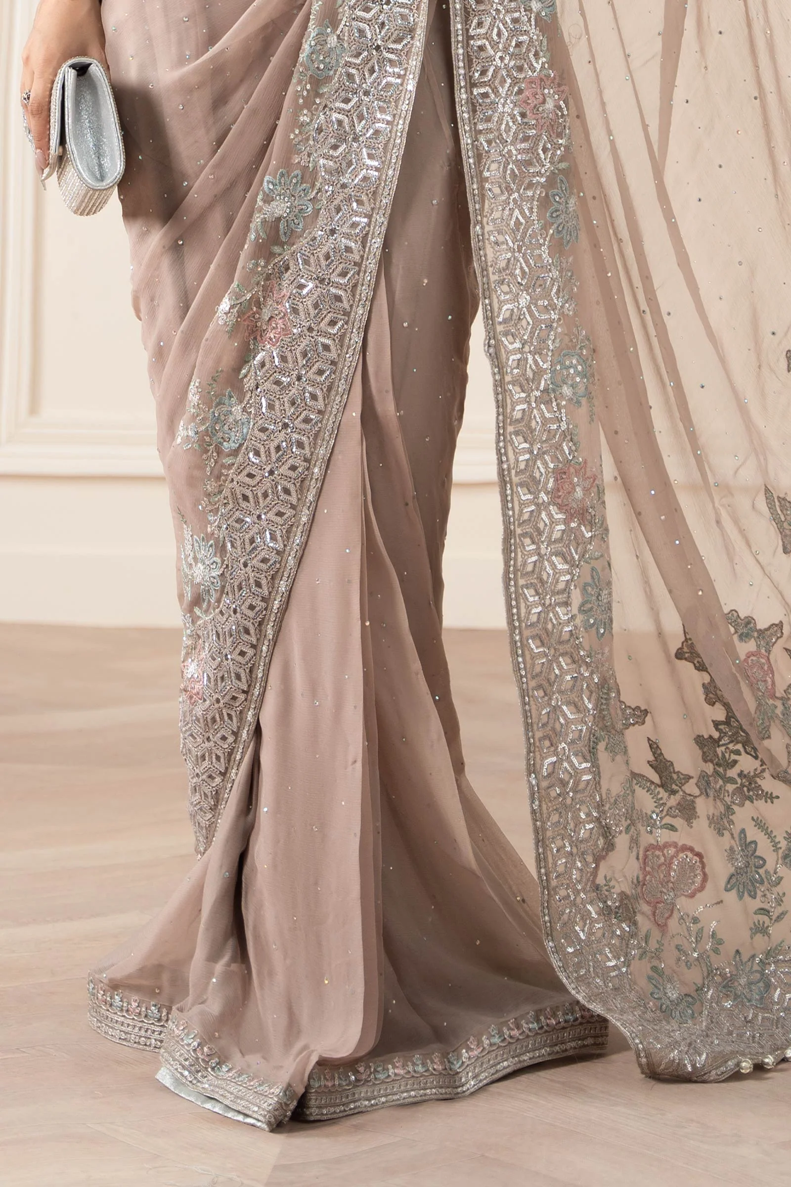 Embroidered Chiffon Saree