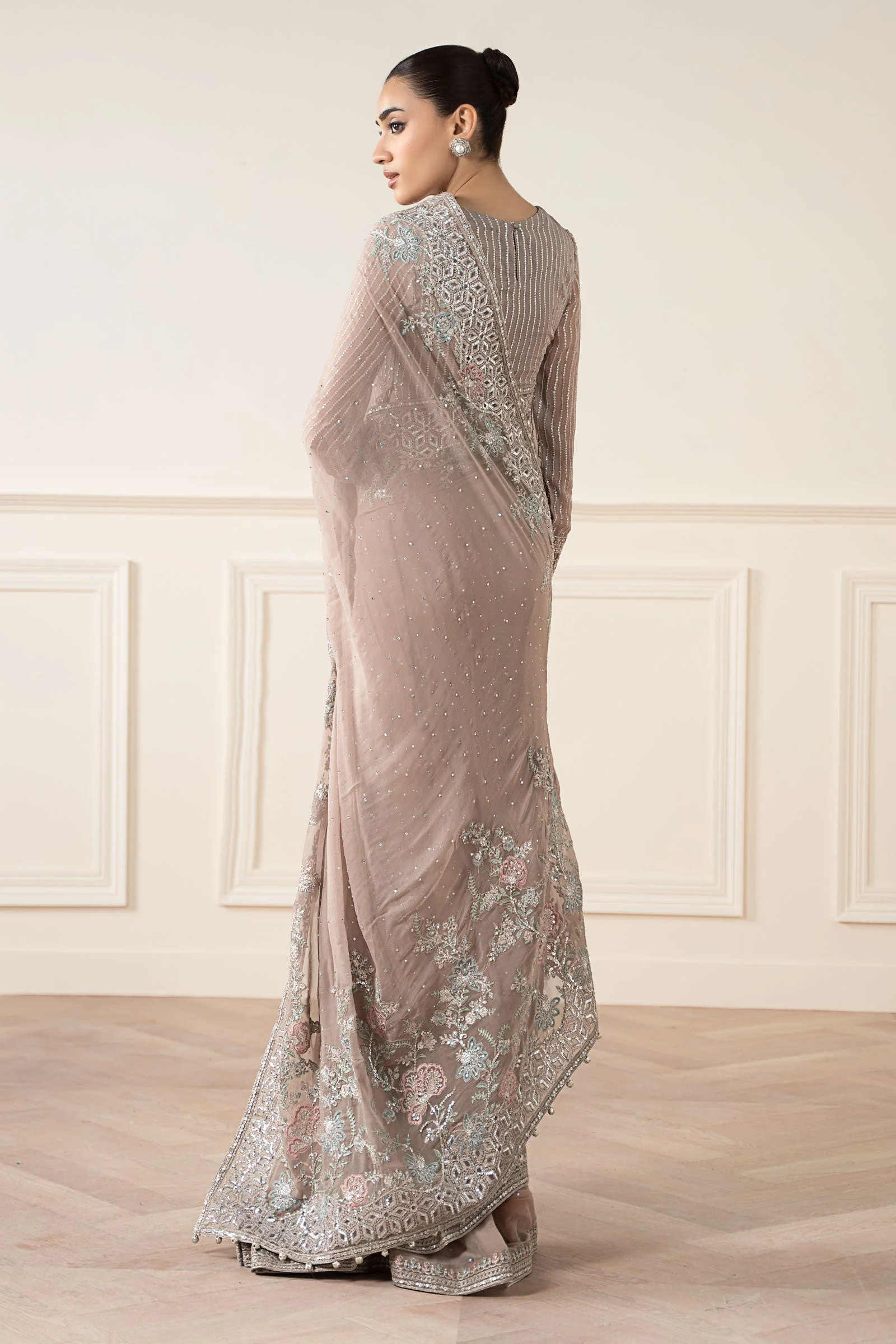 Embroidered Chiffon Saree