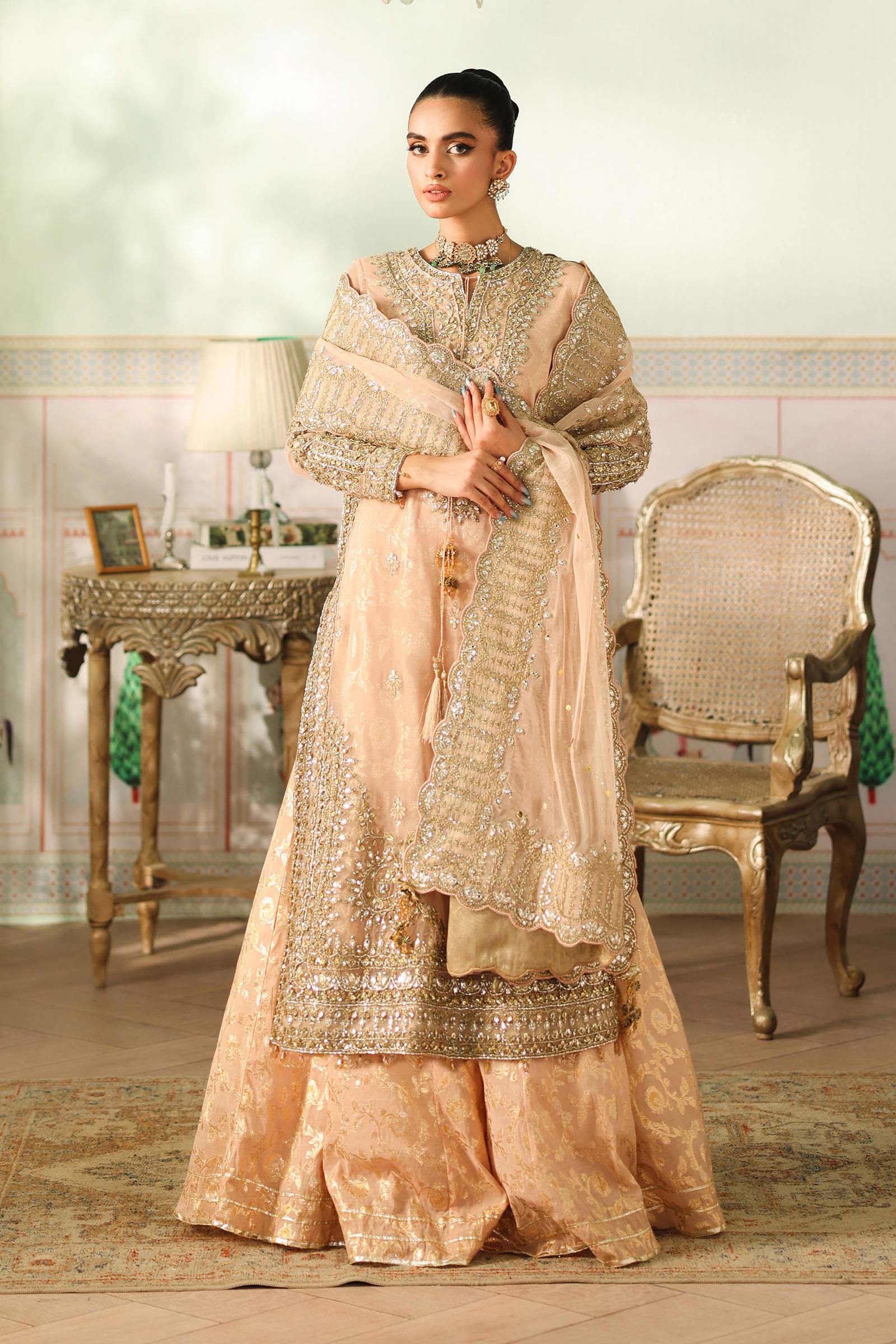 3 Piece Embroidered Net Suit