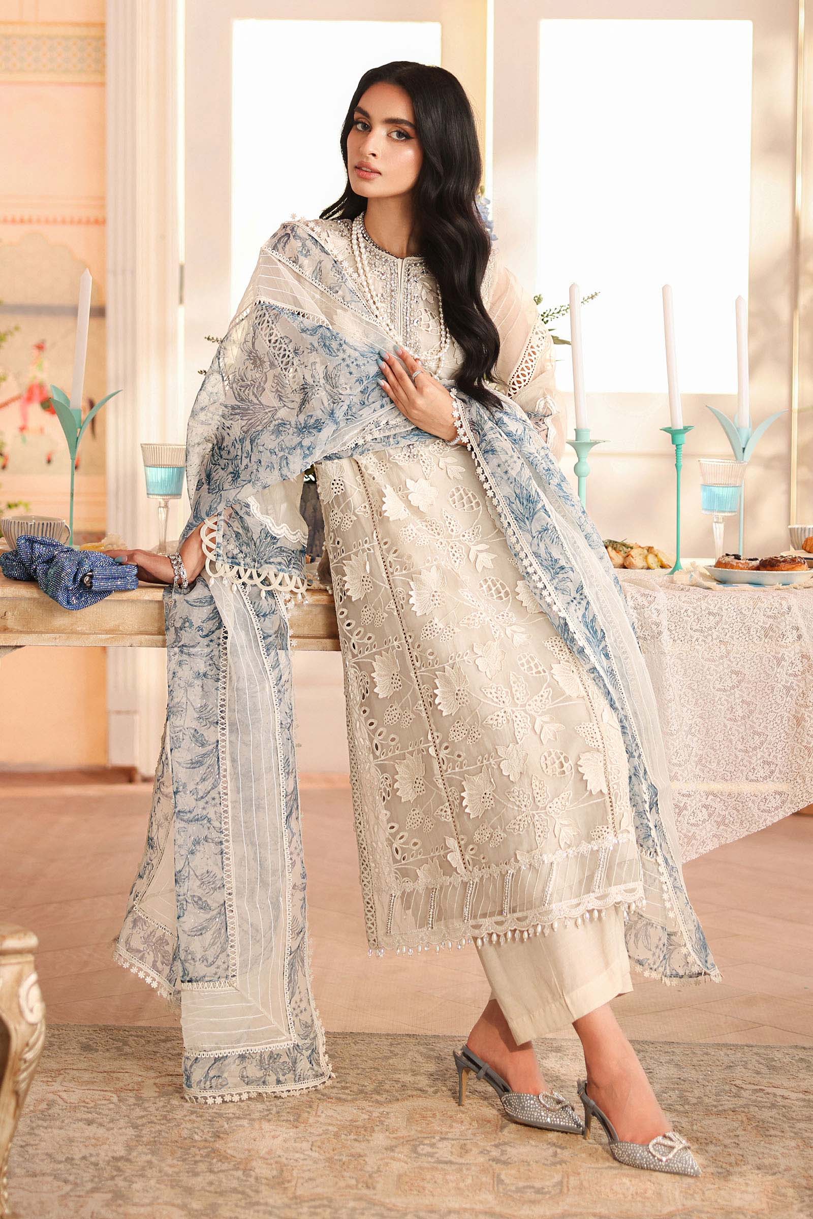 3 Piece Embroidered Organza Suit