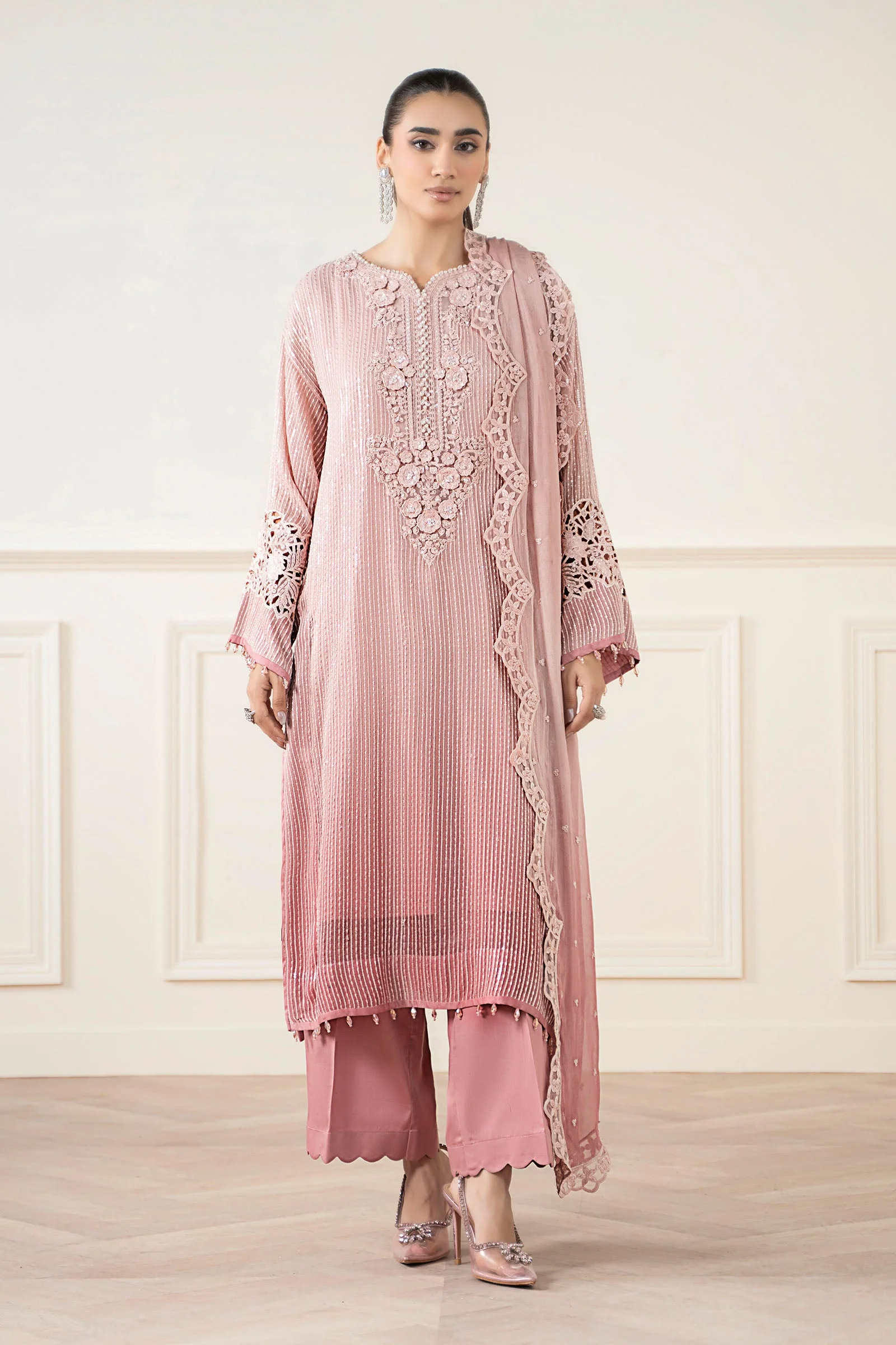 3 Piece Embroidered Chiffon Suit