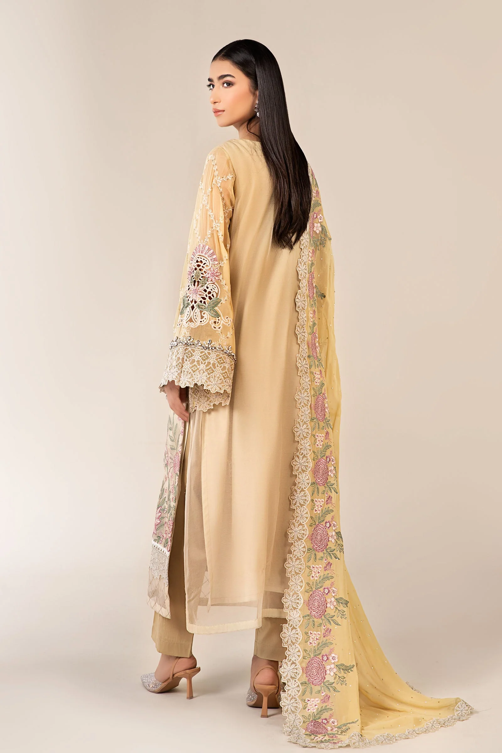 3 Piece Embroidered Chiffon Suit