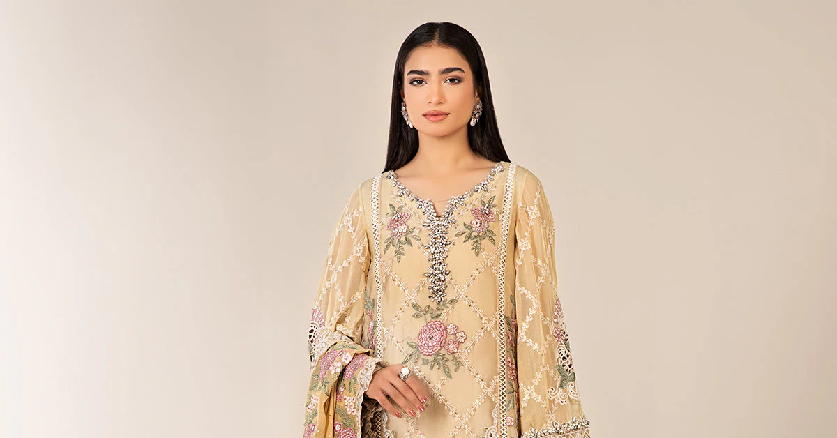 3 Piece Embroidered Chiffon Suit