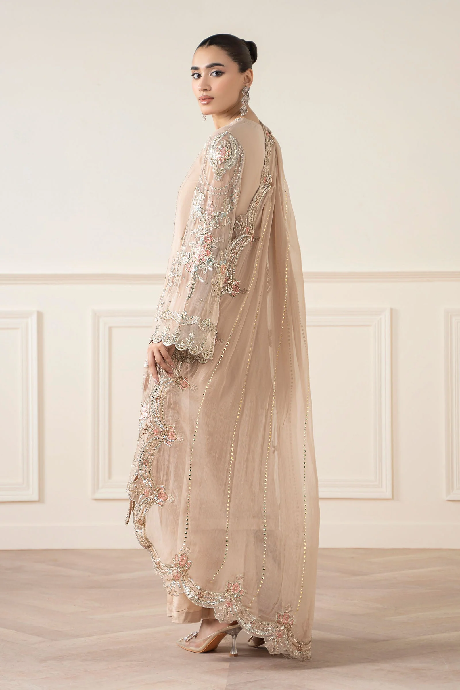 3 Piece Embroidered Chiffon Suit